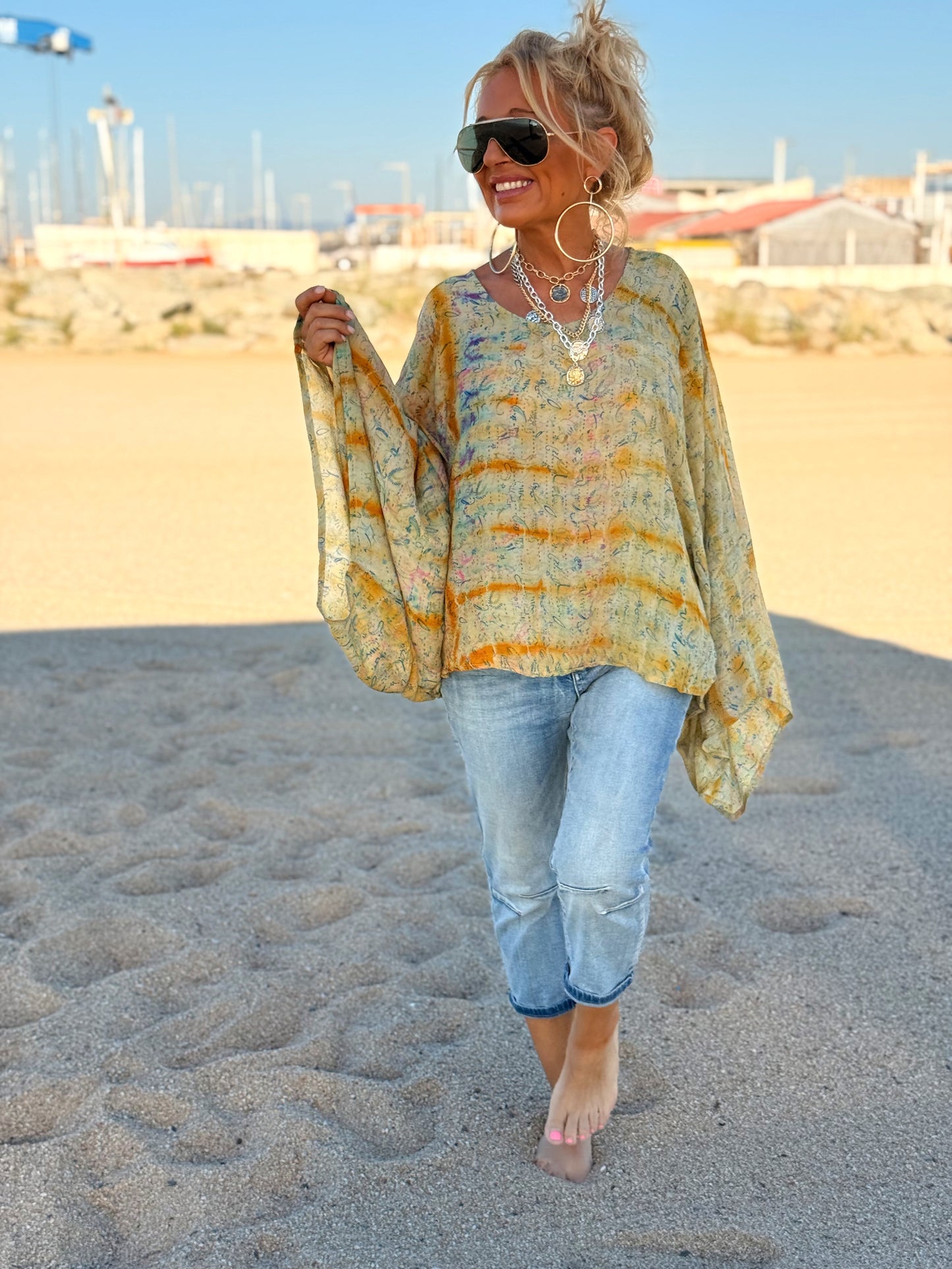 BLUSA-CAPA ESTAMPADO CREPE DE SEDA INDY MULTICOLOR