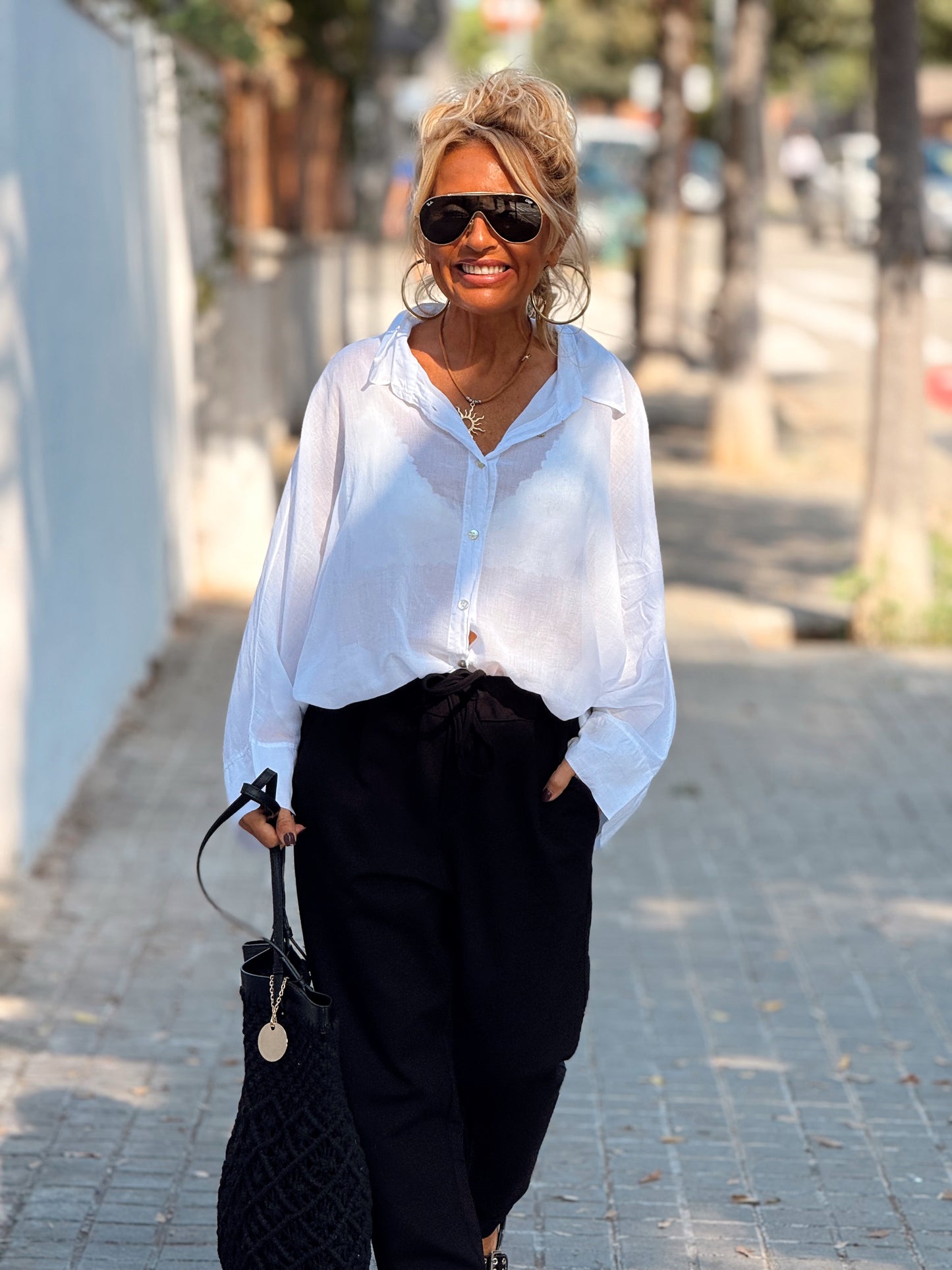 PANTALON CON CORDON BENJAMIN NEGRO