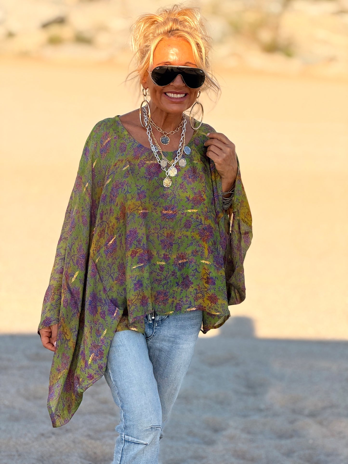 BLUSA-CAPA ESTAMPADO CREPE DE SEDA INDY MULTICOLOR