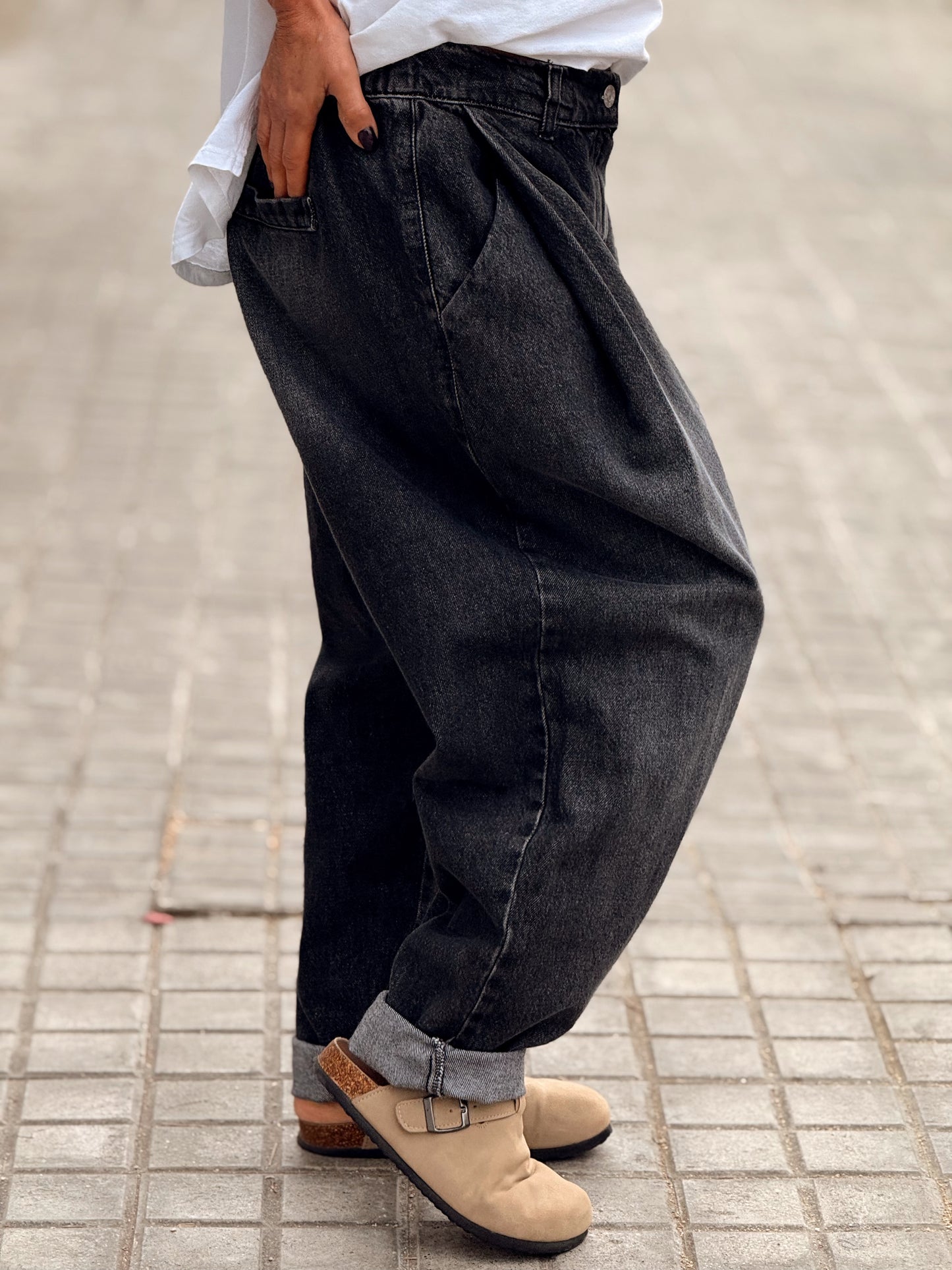 JEANS VAQUEROS BAGGY OVERSIZETHOMAS GRIS OSCURO