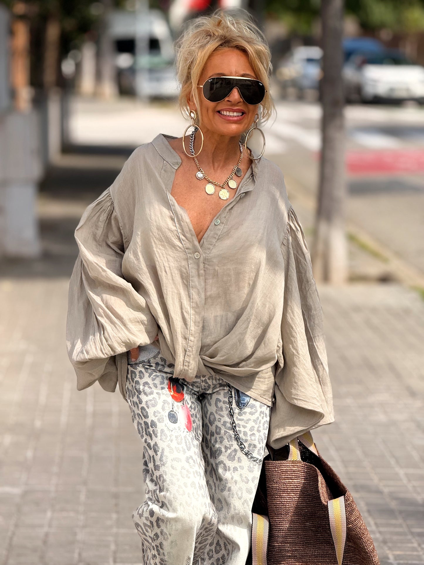 JEANS ESTAMPADO ANIMAL PRINT CRUDO