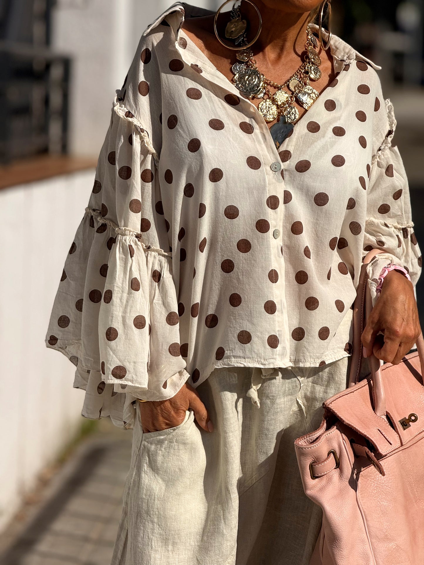 CAMISA CORTA LUNARES MULTICOLOR