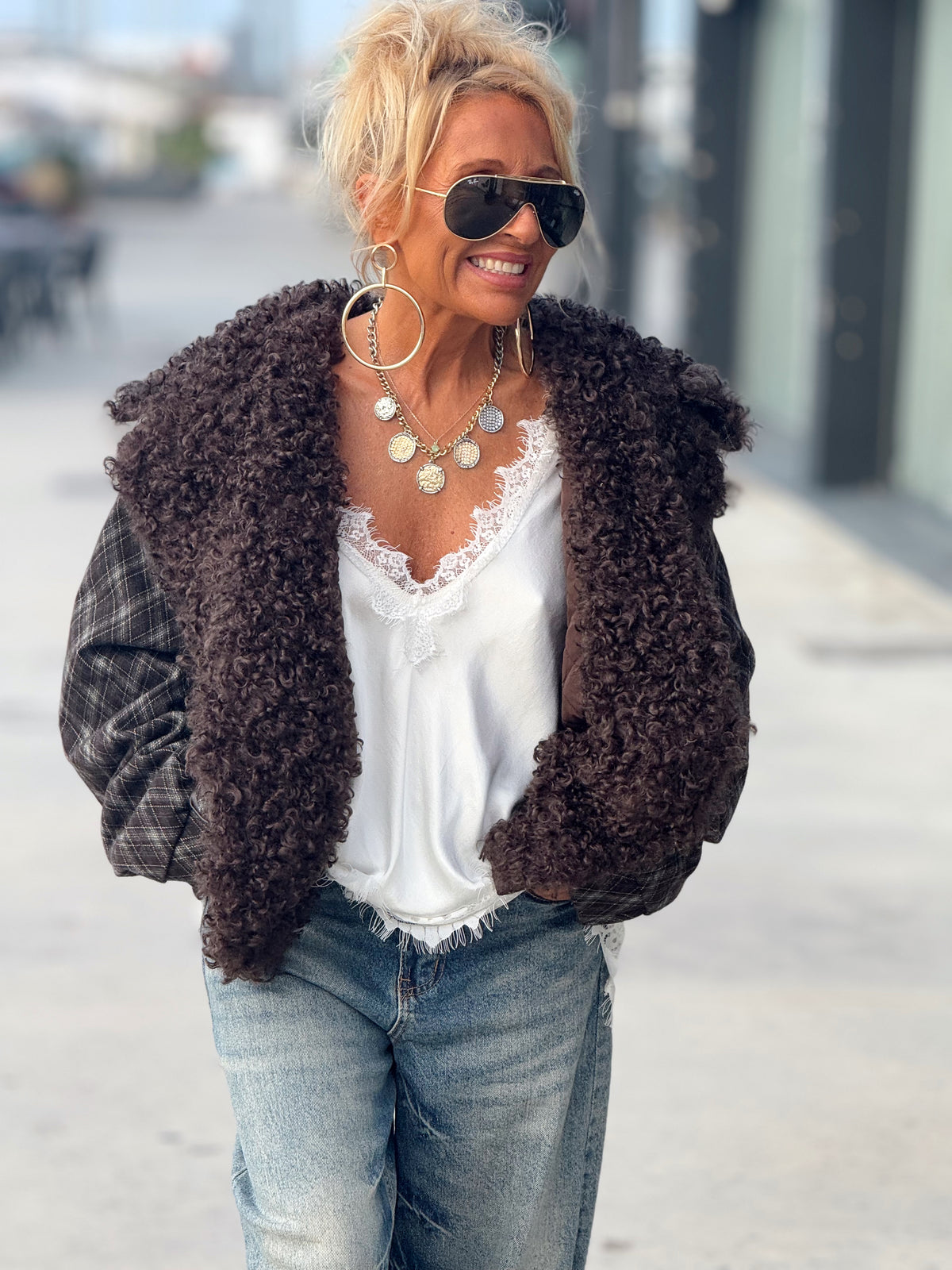 CHAQUETA CUADROS MARRÓN