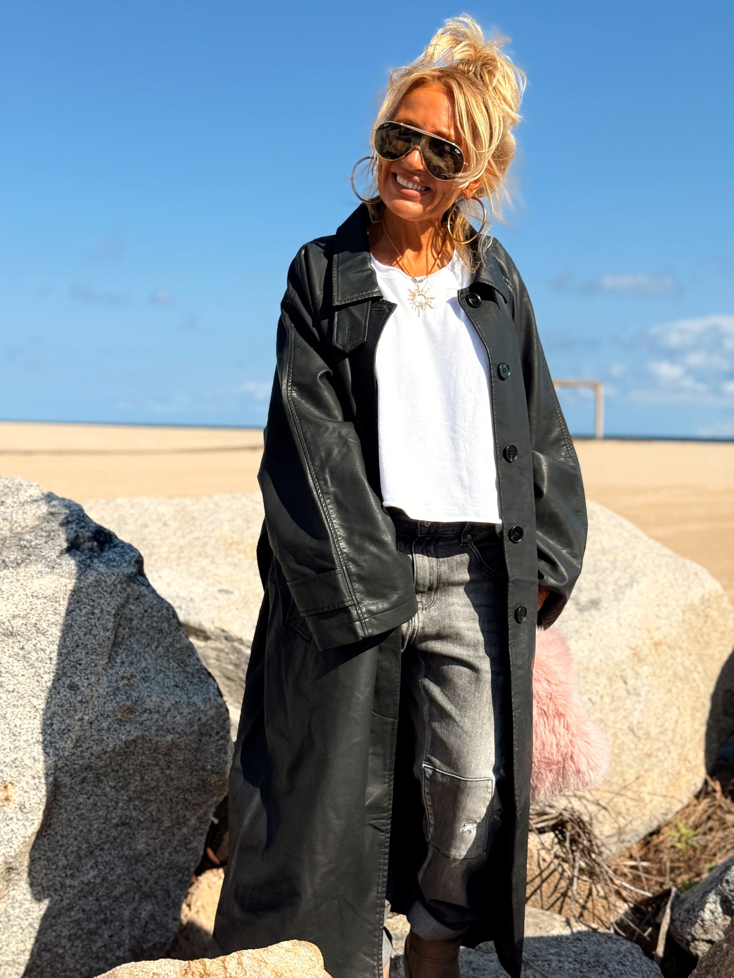 CHAQUETA LARGA POLIPIEL MULTICOLOR