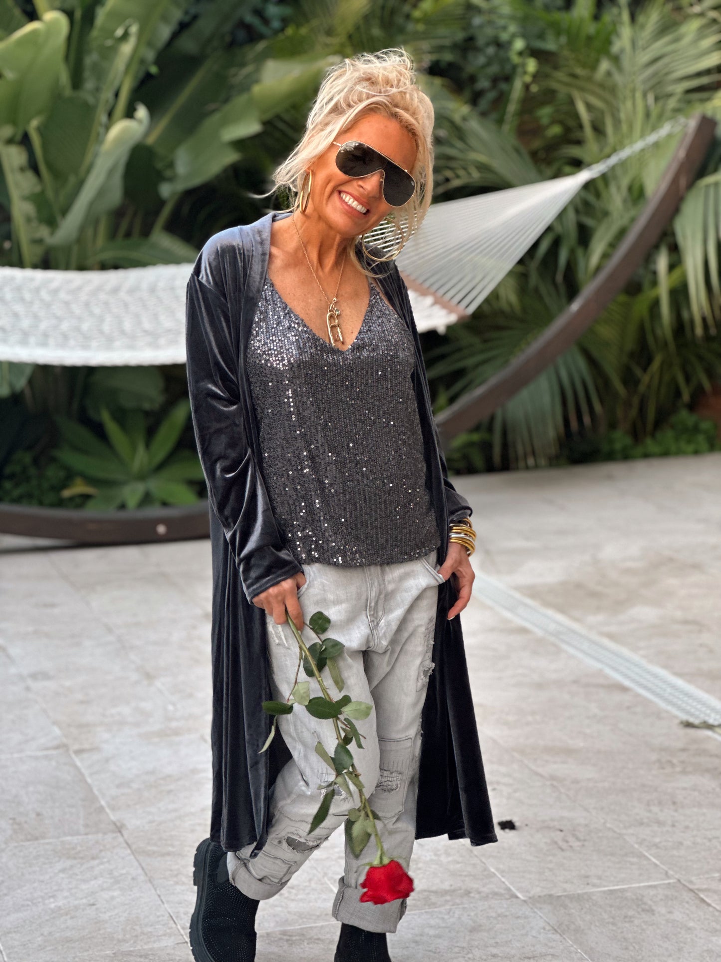 KIMONO TERCIOPELO GRIS