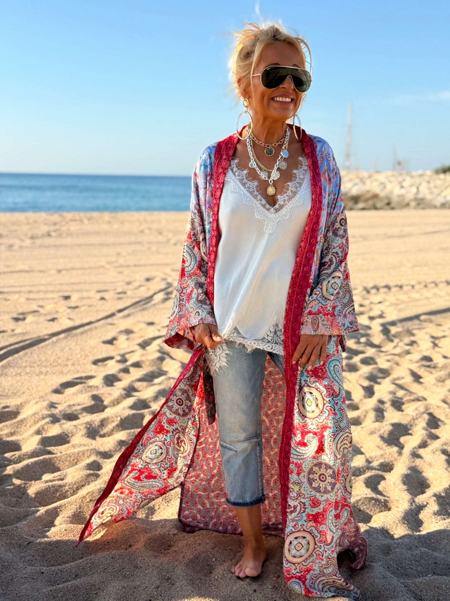 KIMONO ESTAMPADO MANGA 3/4 MULTICOLOR
