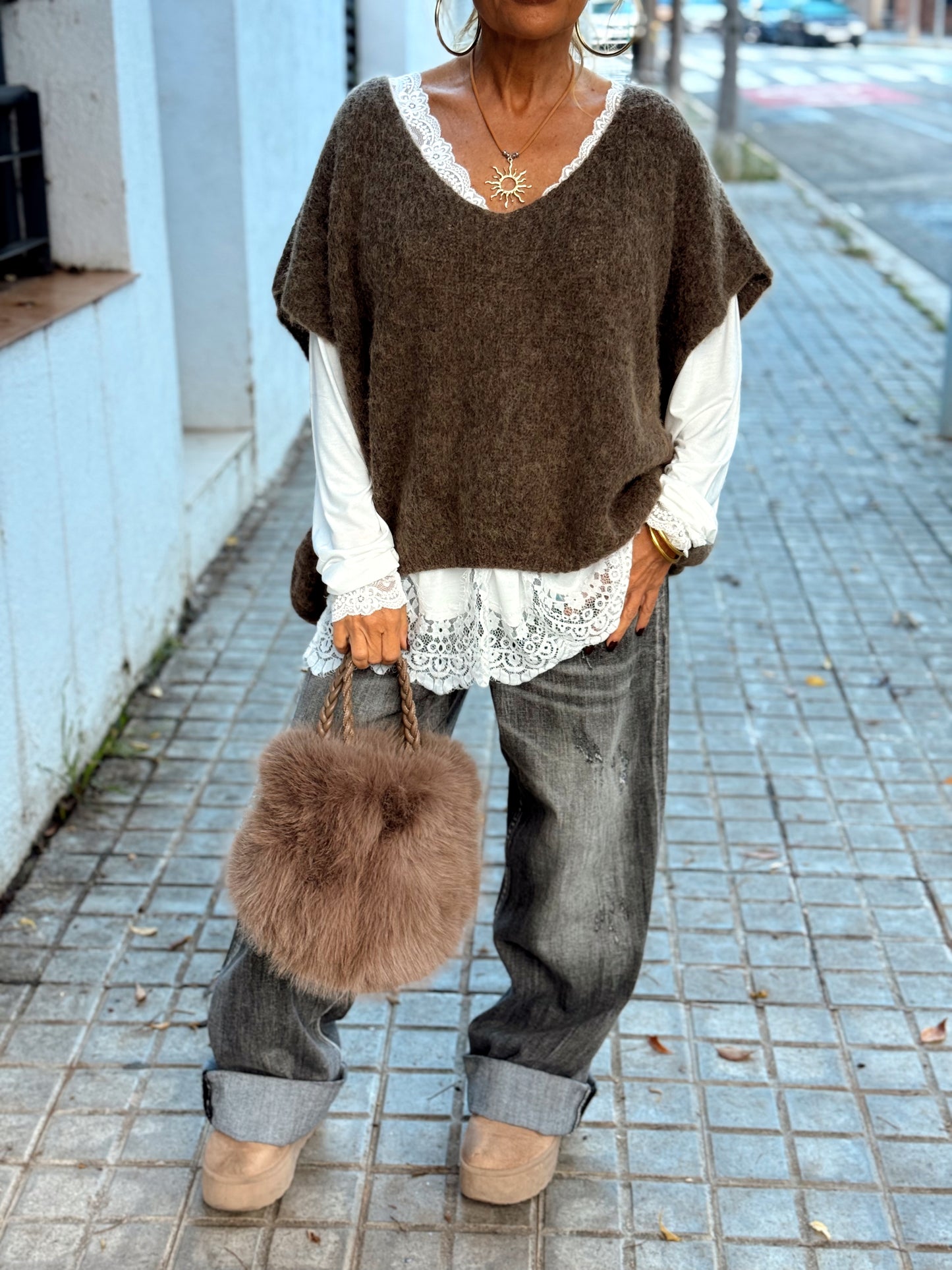 JERSEY-CHALECO DE PUNTO SUPER OVERSIZE LUANA MULTICOLOR