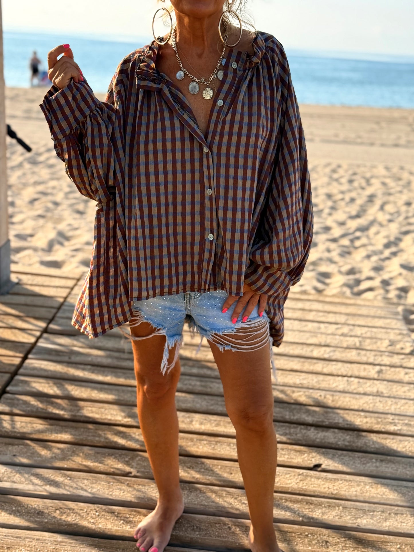 CAMISA OVERSIZE DAVID CUADROS MARRÓN