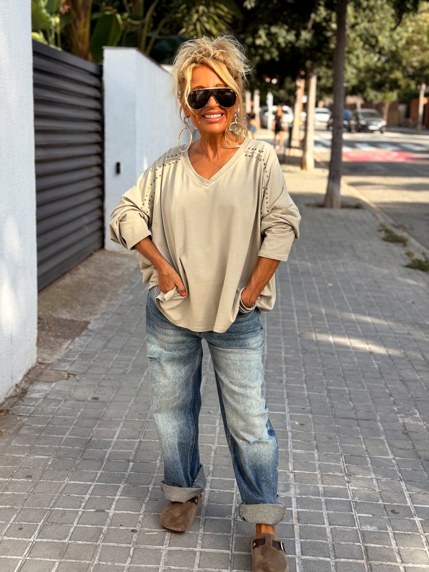 CAMISETA TACHAS CARMEN BEIGE