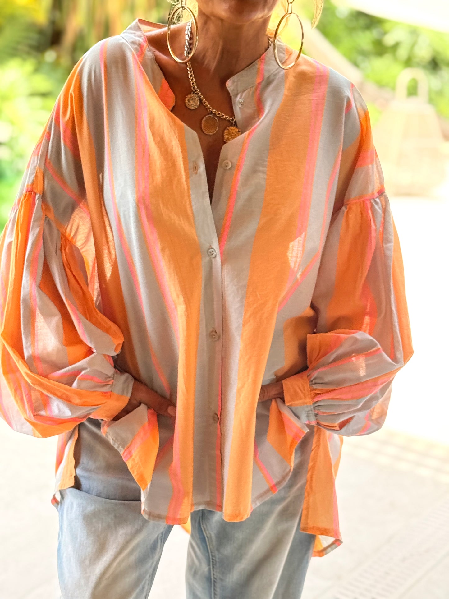 CAMISA OVERSIZE LOLITA RAYAS MULTICOLOR
