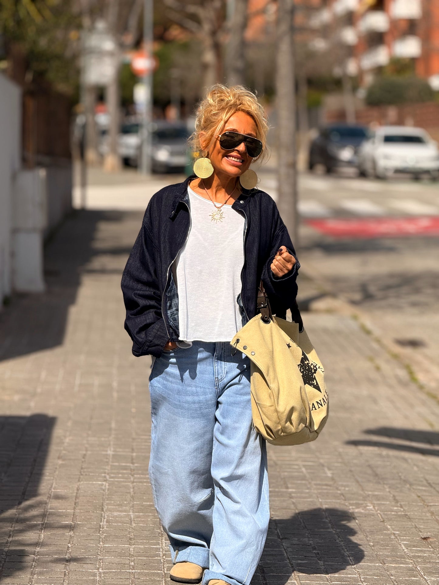 CHAQUETA CORTA CON FORRO CUADRADOS TEJANO