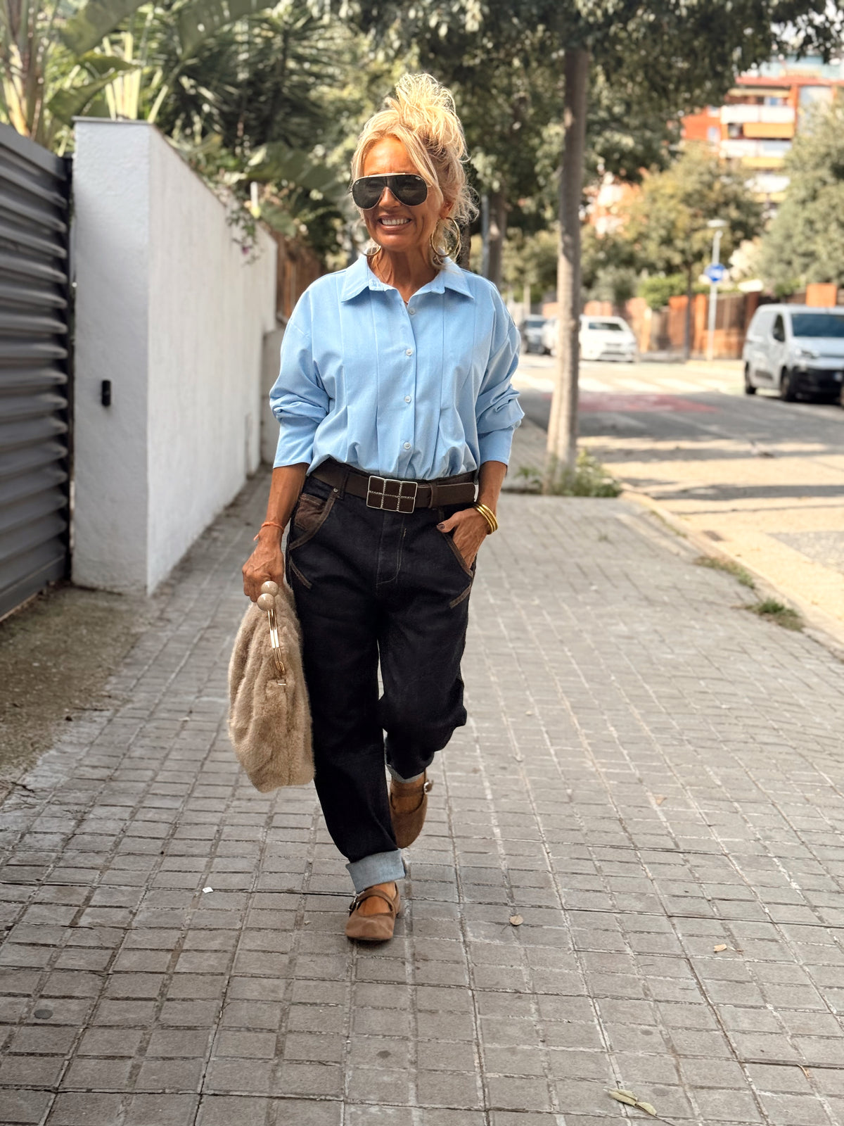 CAMISA CON PLIEGUES FILIPA MULTICOLOR