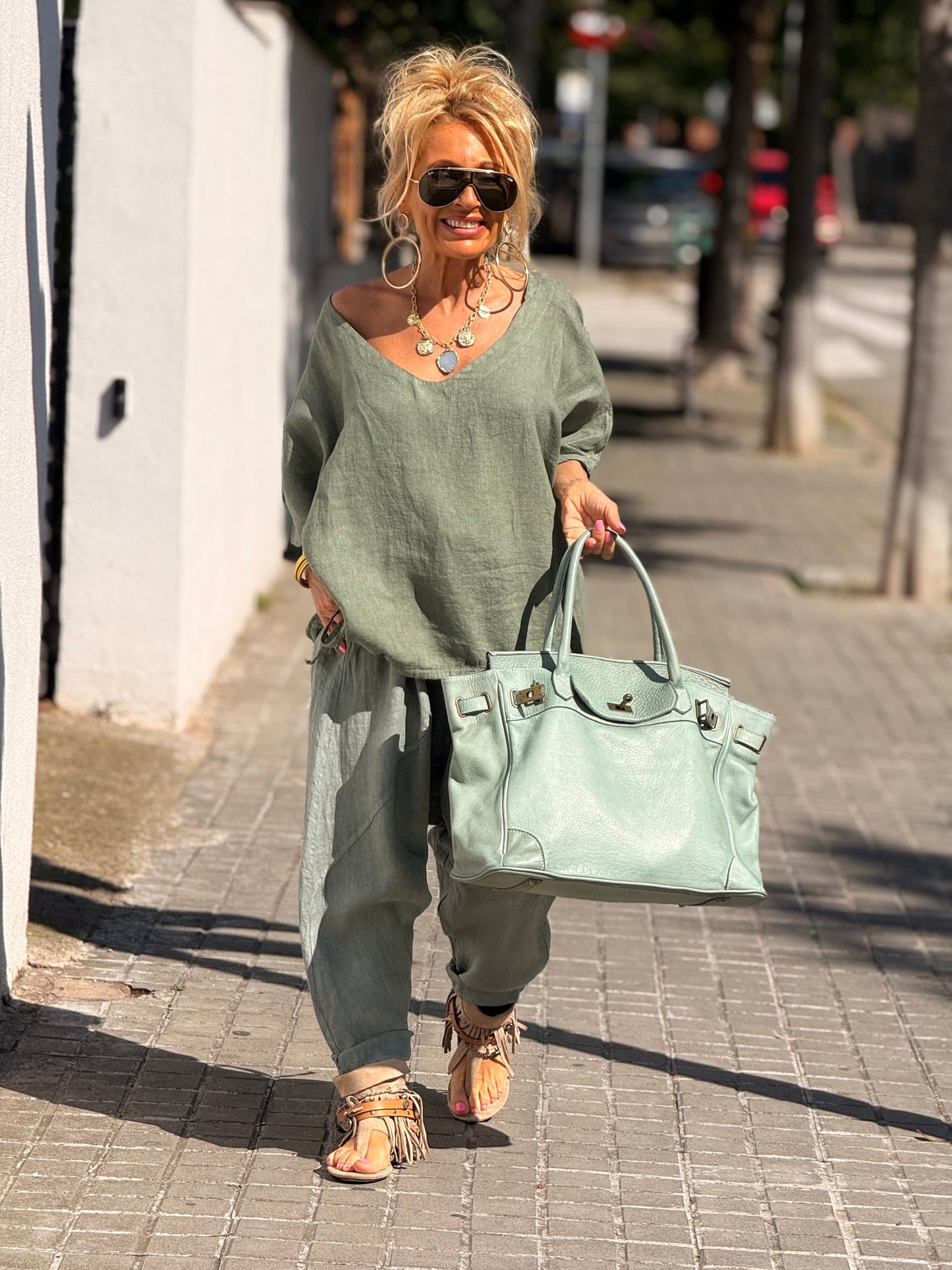 BLUSA LINO CON LAZOS LEILA MULTICOLOR