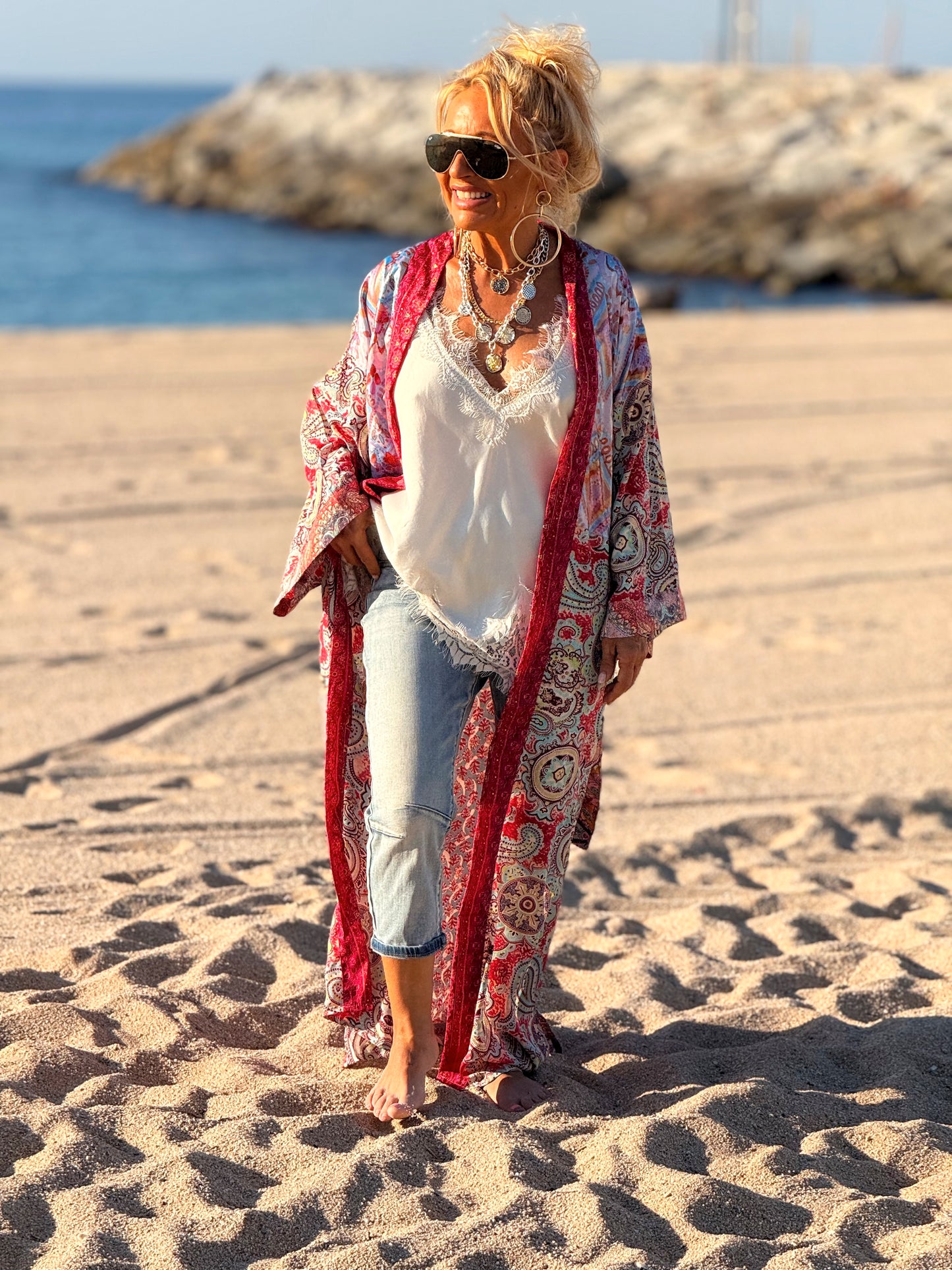KIMONO ESTAMPADO MANGA 3/4 MULTICOLOR