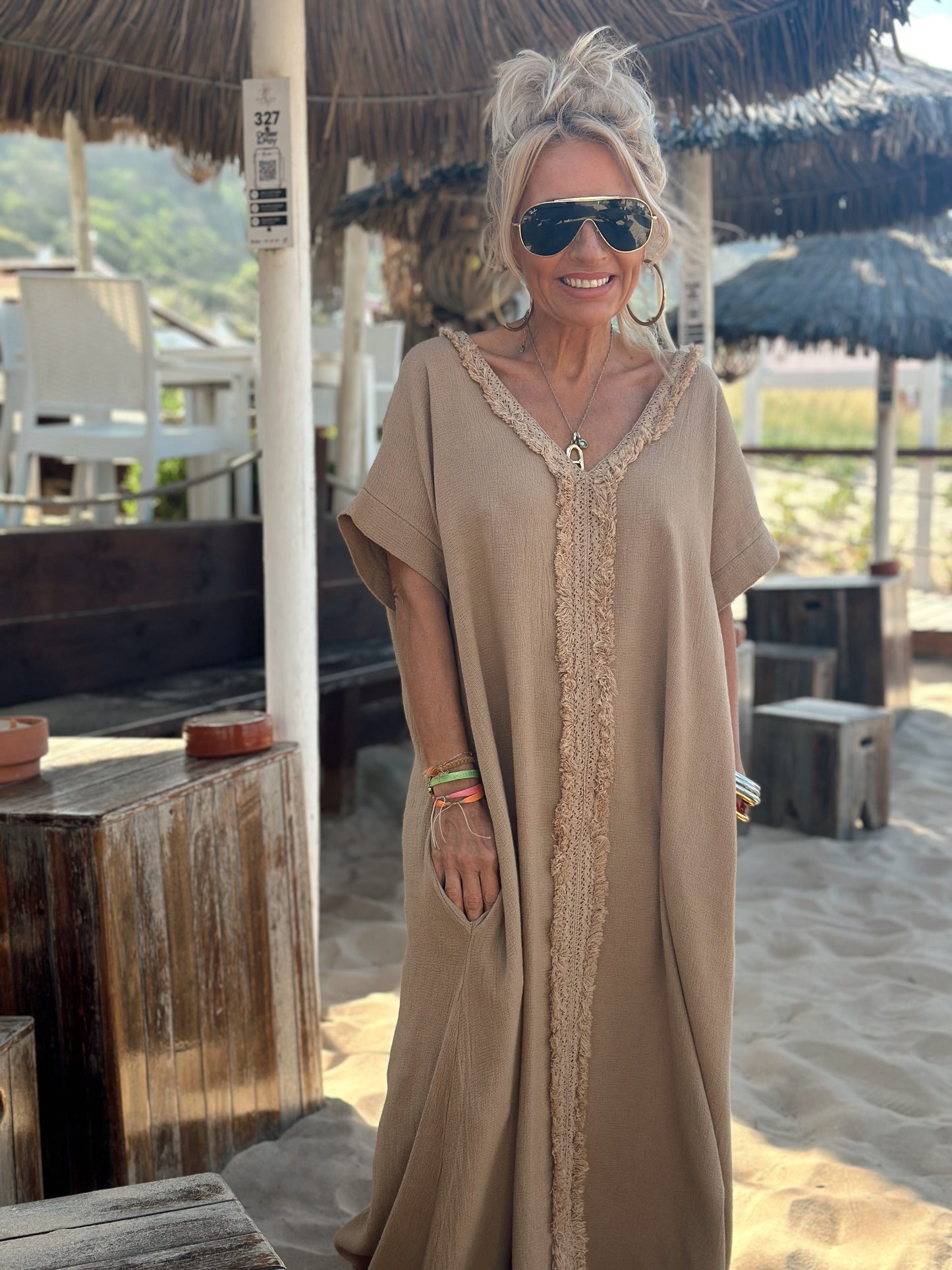 VESTIDO LARGO OVERSIZE JORDI CAMEL