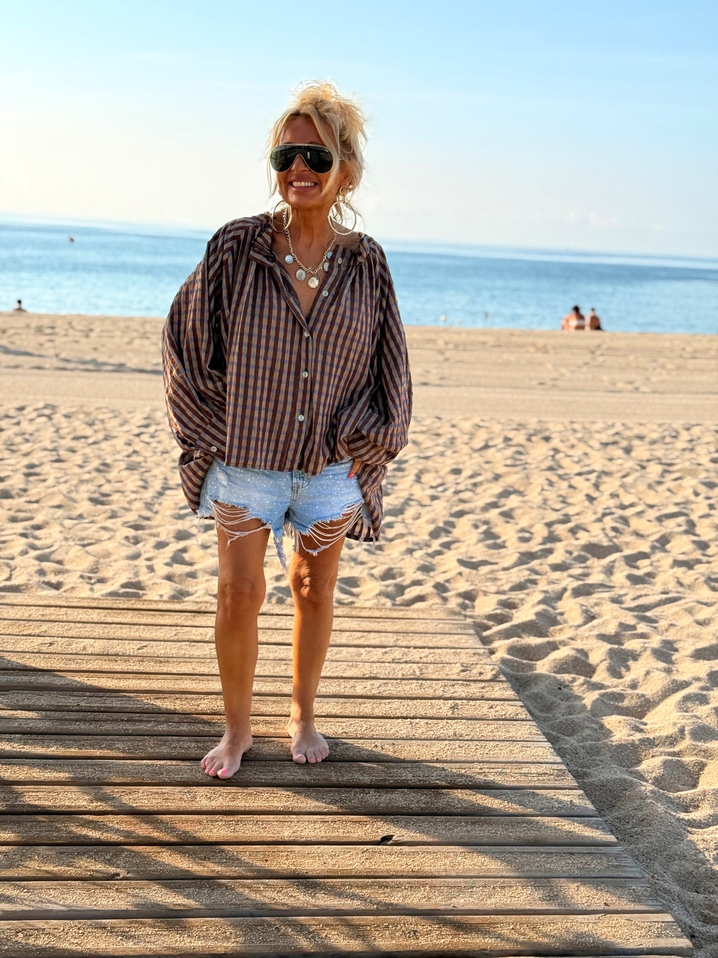 CAMISA OVERSIZE DAVID CUADROS MARRÓN