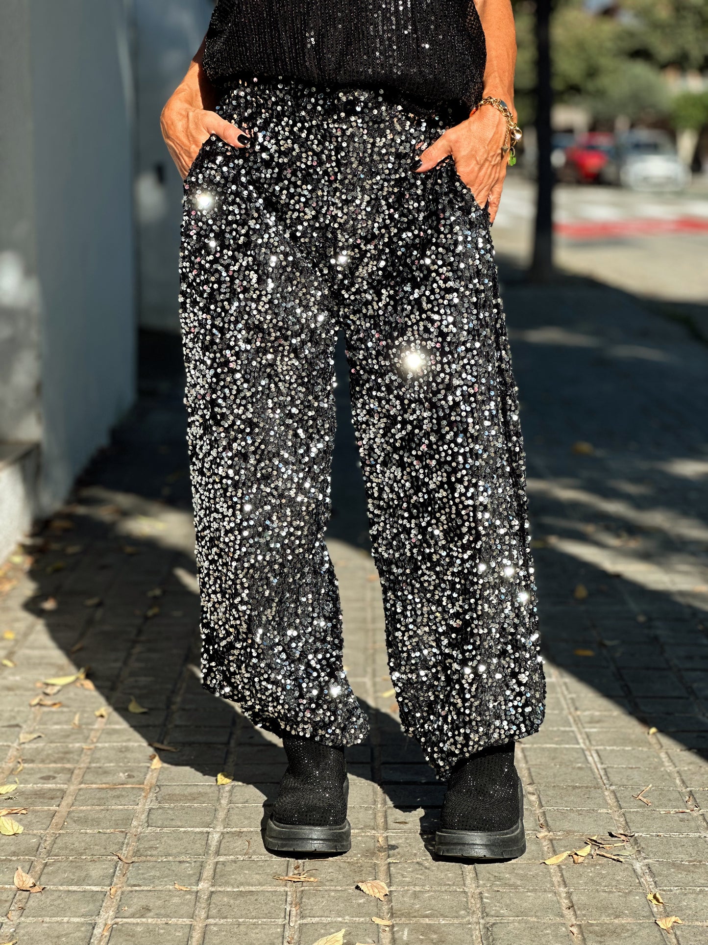 PANTALON LENTEJUELAS NEGRO