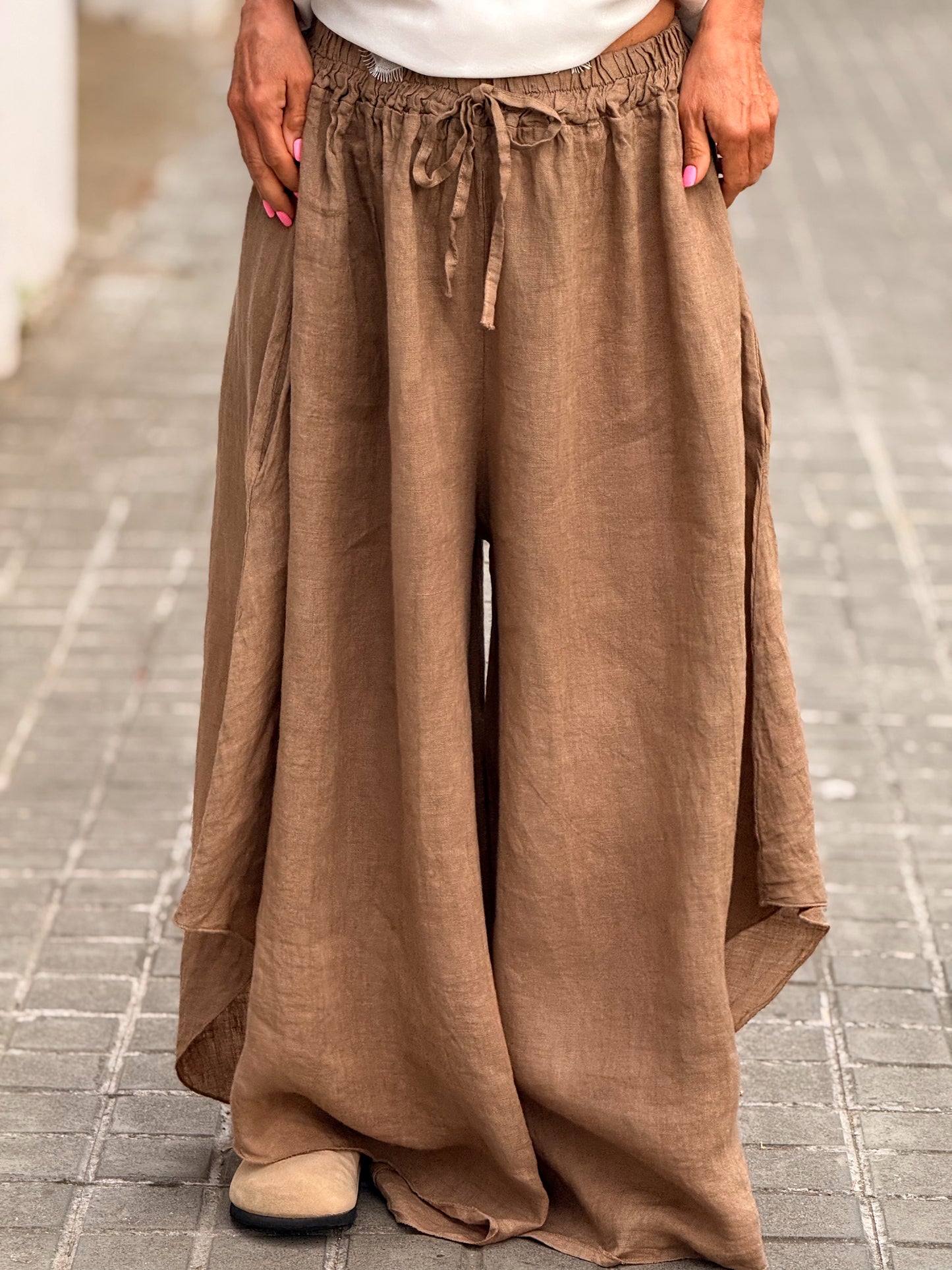 PANTALON LINO VALENTINACAMEL