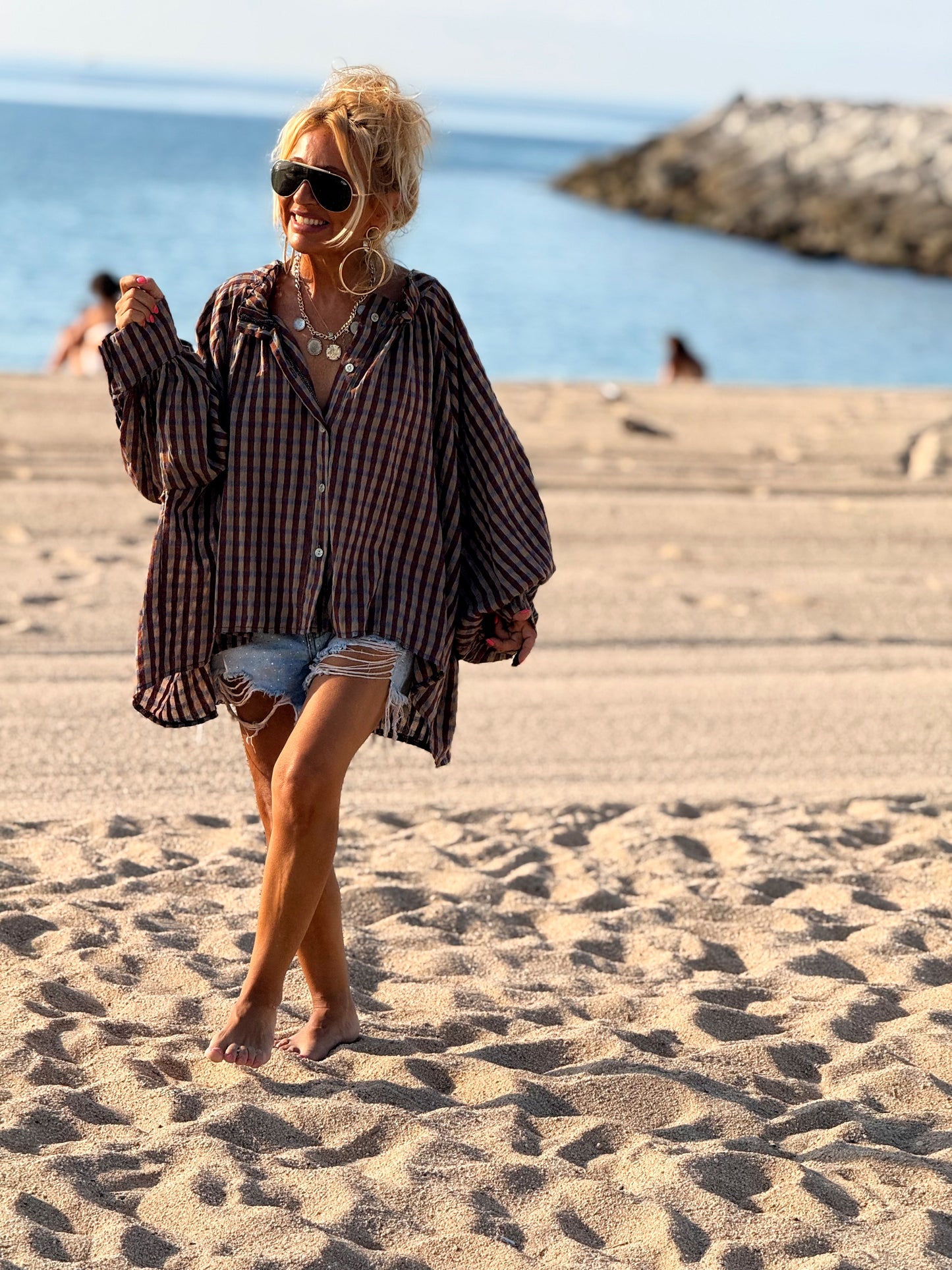 CAMISA OVERSIZE DAVID CUADROS MARRÓN
