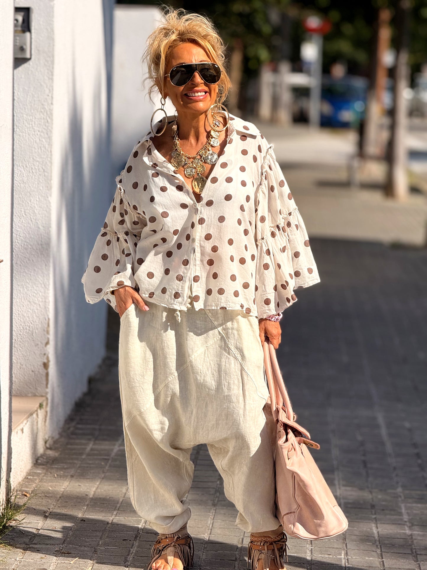 CAMISA CORTA LUNARES MULTICOLOR