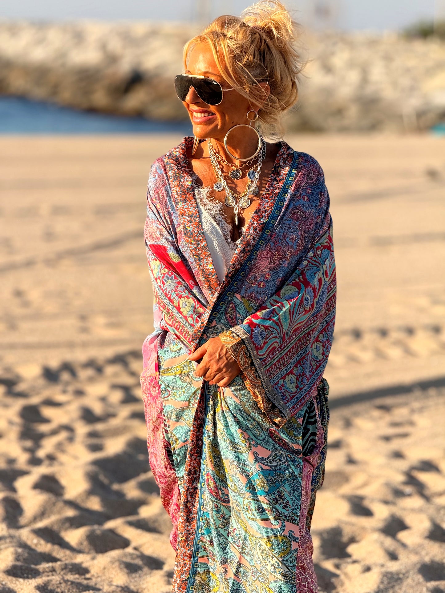 KIMONO ESTAMPADO MANGA 3/4 MULTICOLOR