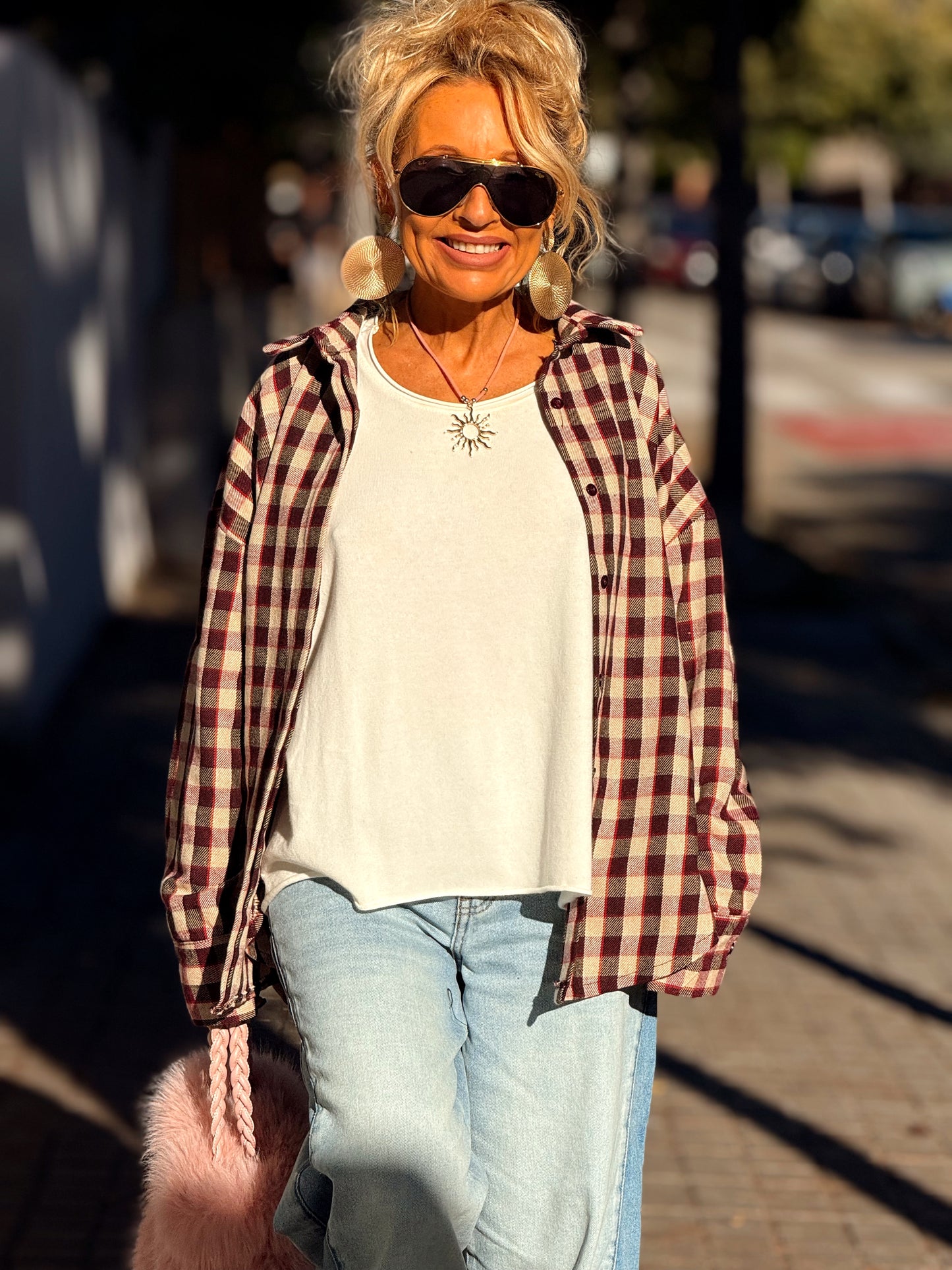 CAMISA CUADROS GRANATE