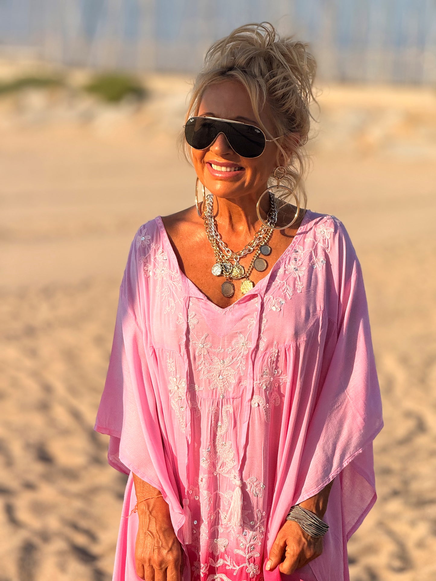 VESTIDO KAFTAN MALLORCA FRAMBUESA