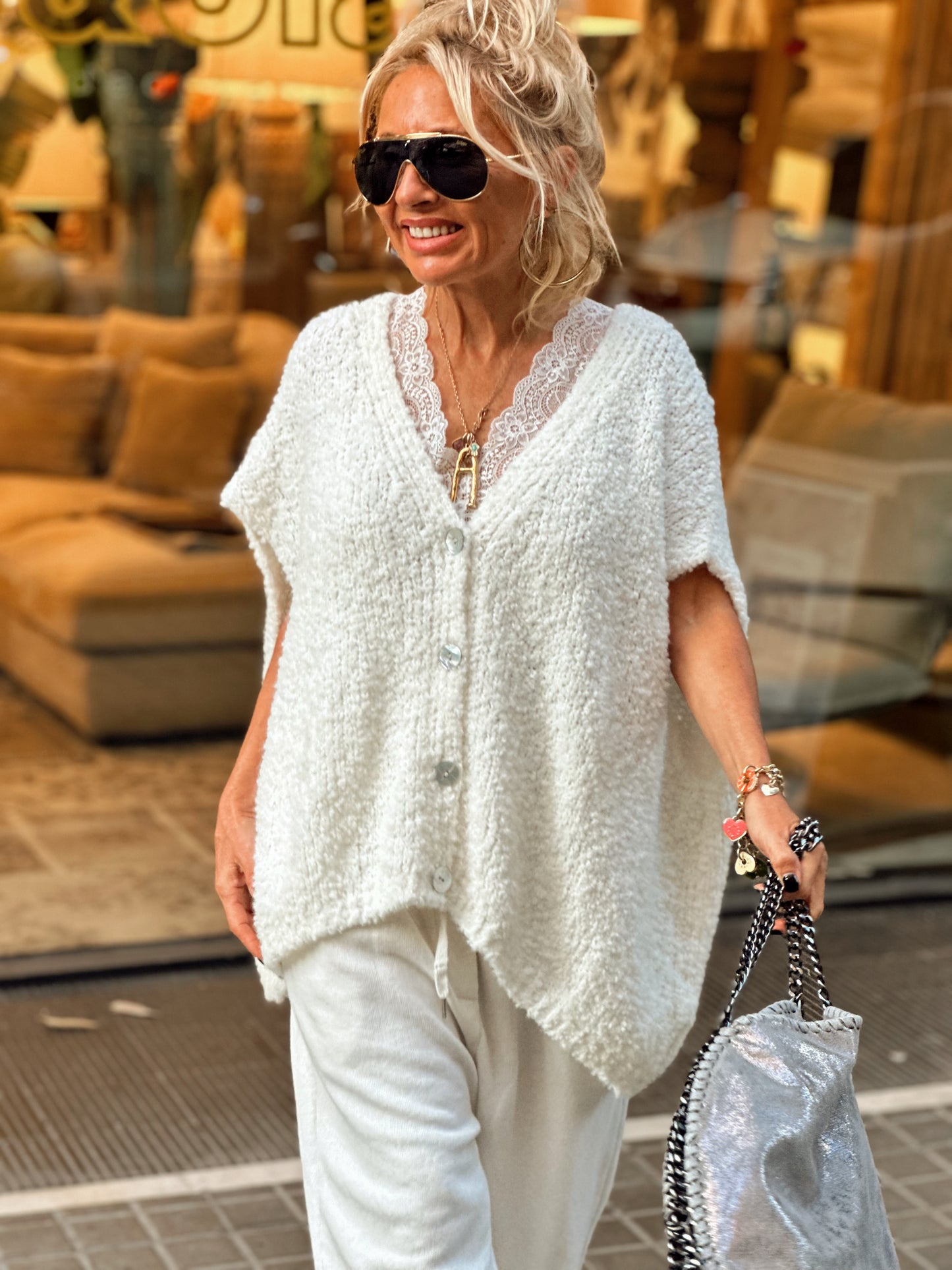 CHALECO DE PUNTO OVERSIZE BLANCO