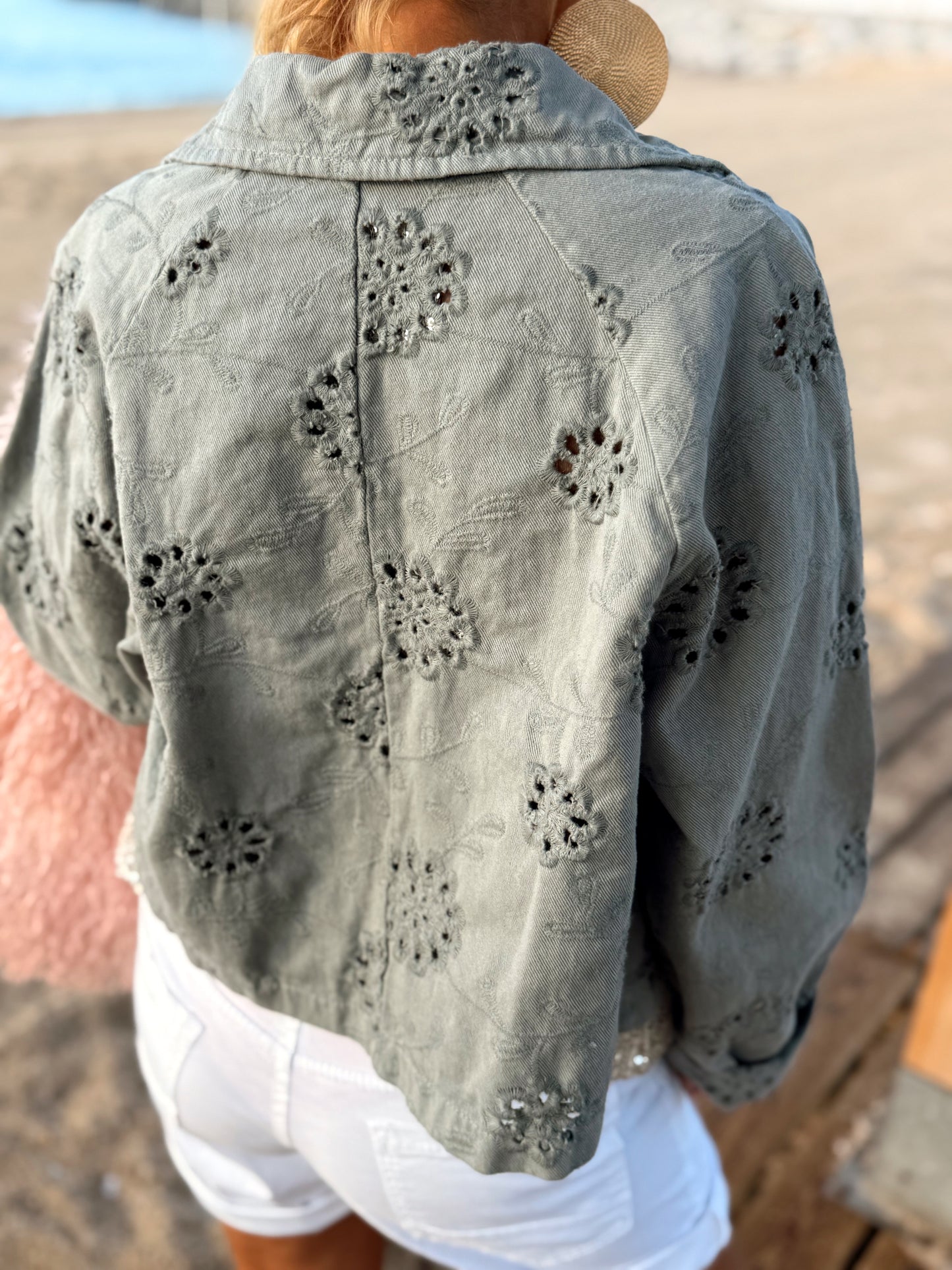 CAZADORA CORTA CROCHET KAKI