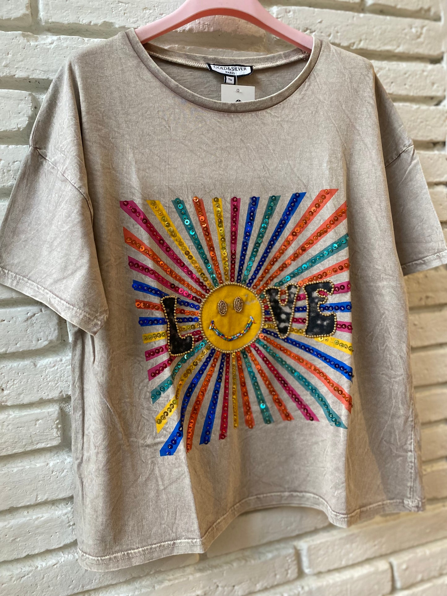 CAMISETA SOL LOVE BEIGE