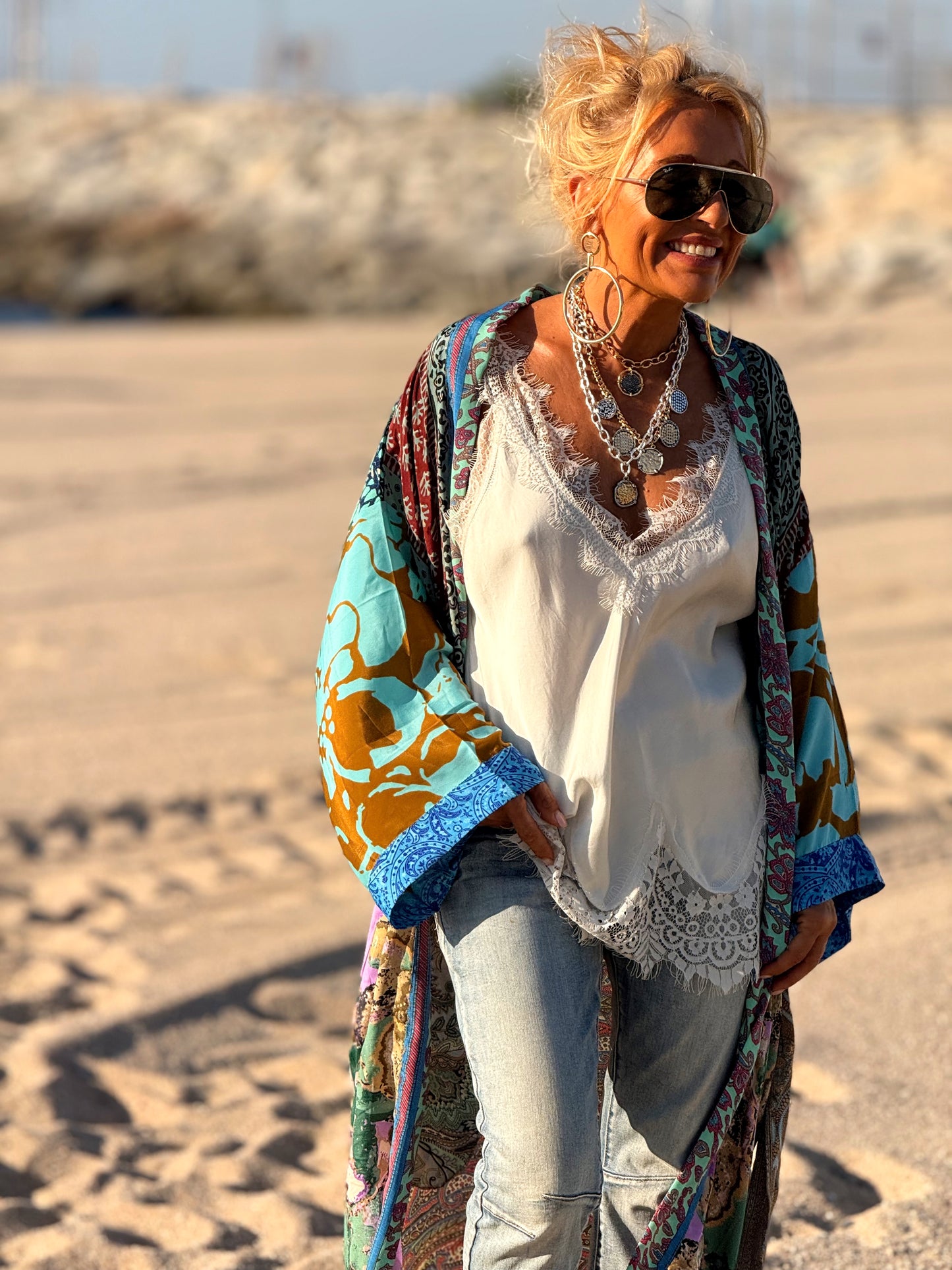 KIMONO ESTAMPADO MANGA 3/4 MULTICOLOR