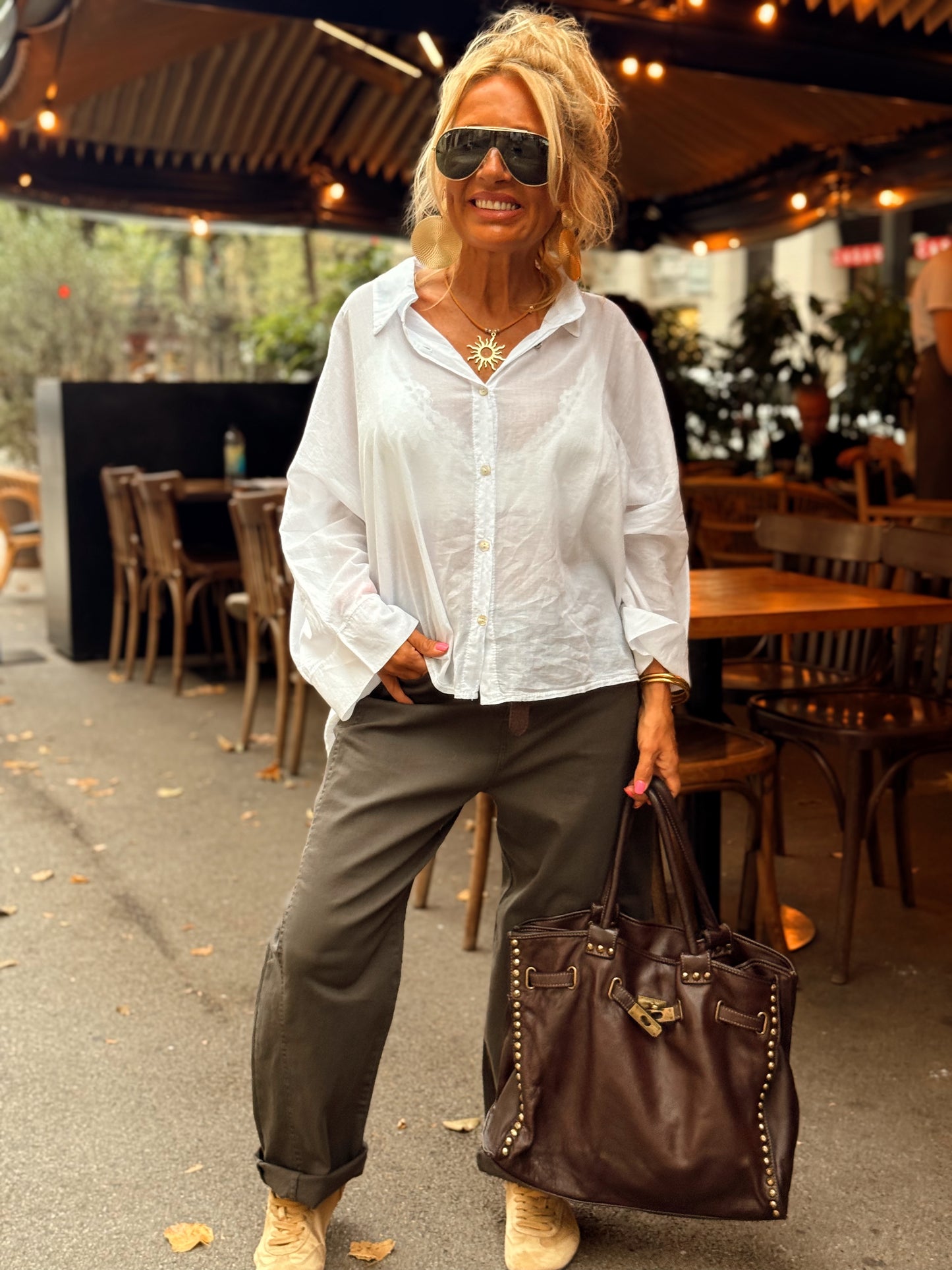 PANTALON CON CINTURÓN CAMILLE  MULTICOLOR