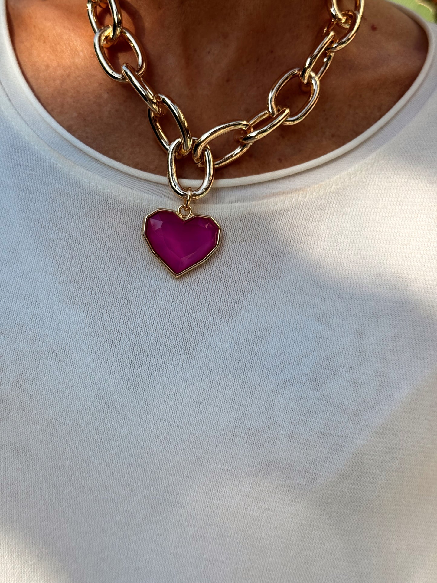 CADENA CON CORAZON MULTICOLOR