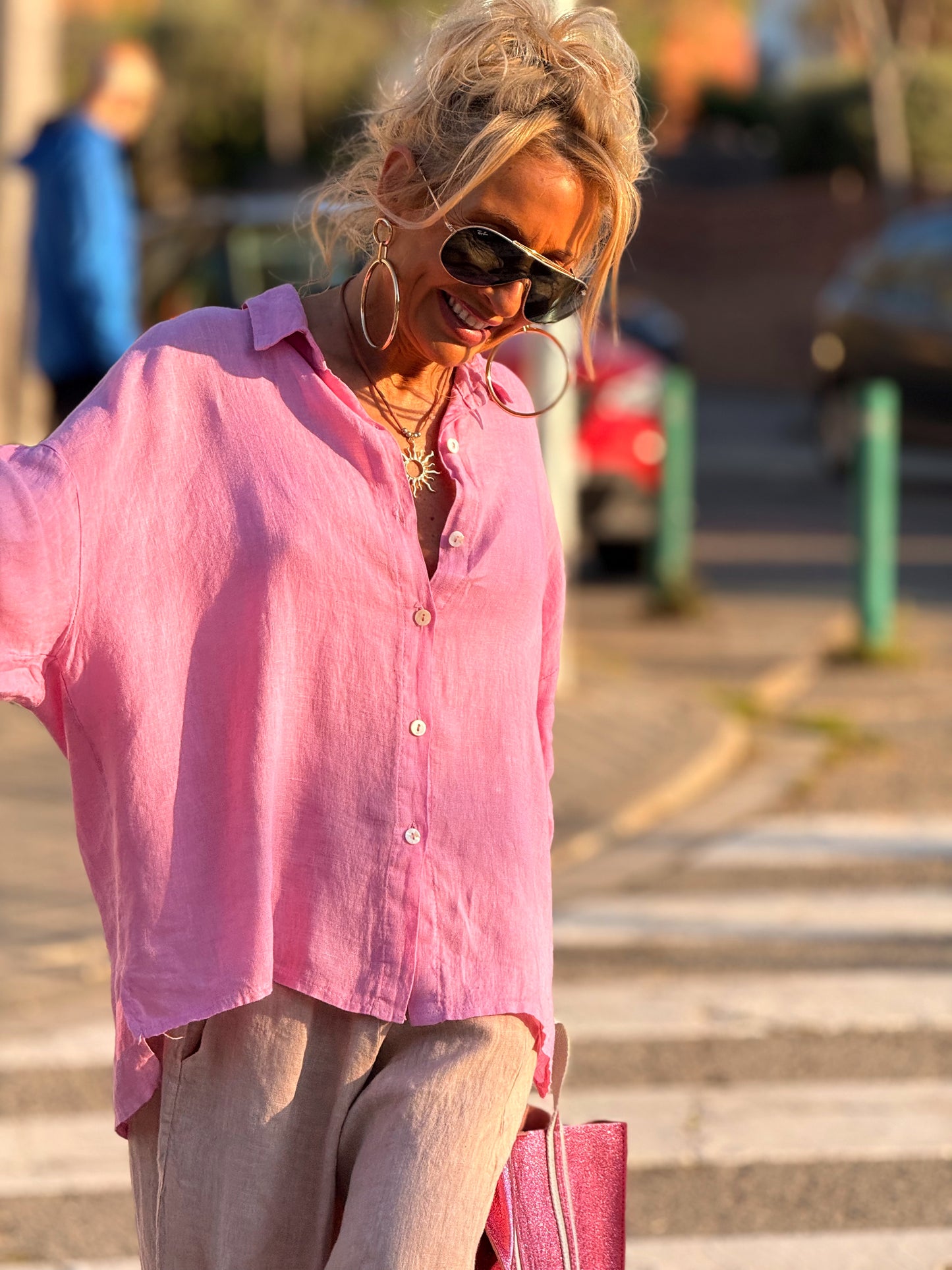 CAMISA OVERSIZE LINO LEA MULTICOLOR