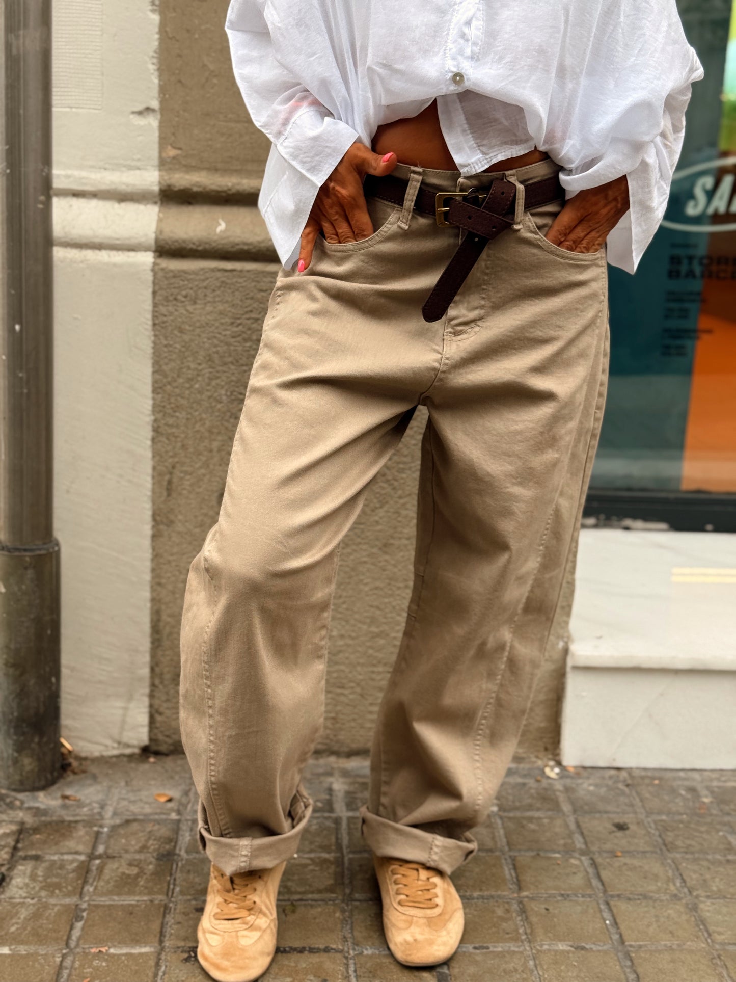 PANTALON CON CINTURÓN CAMILLE  MULTICOLOR