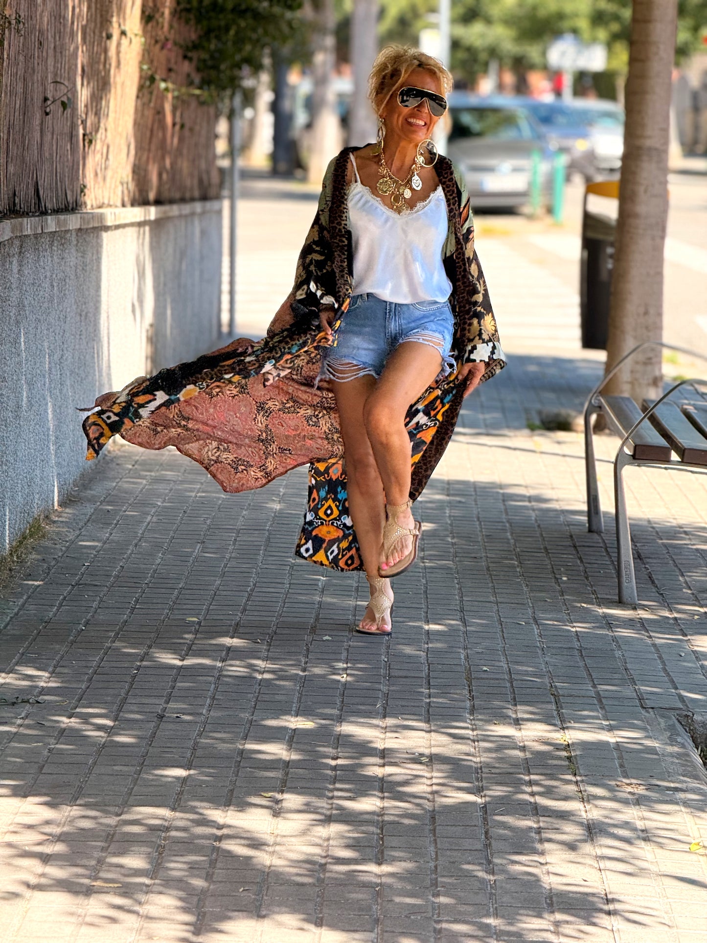 KIMONO ESTAMPADO MANGA 3/4 MULTICOLOR