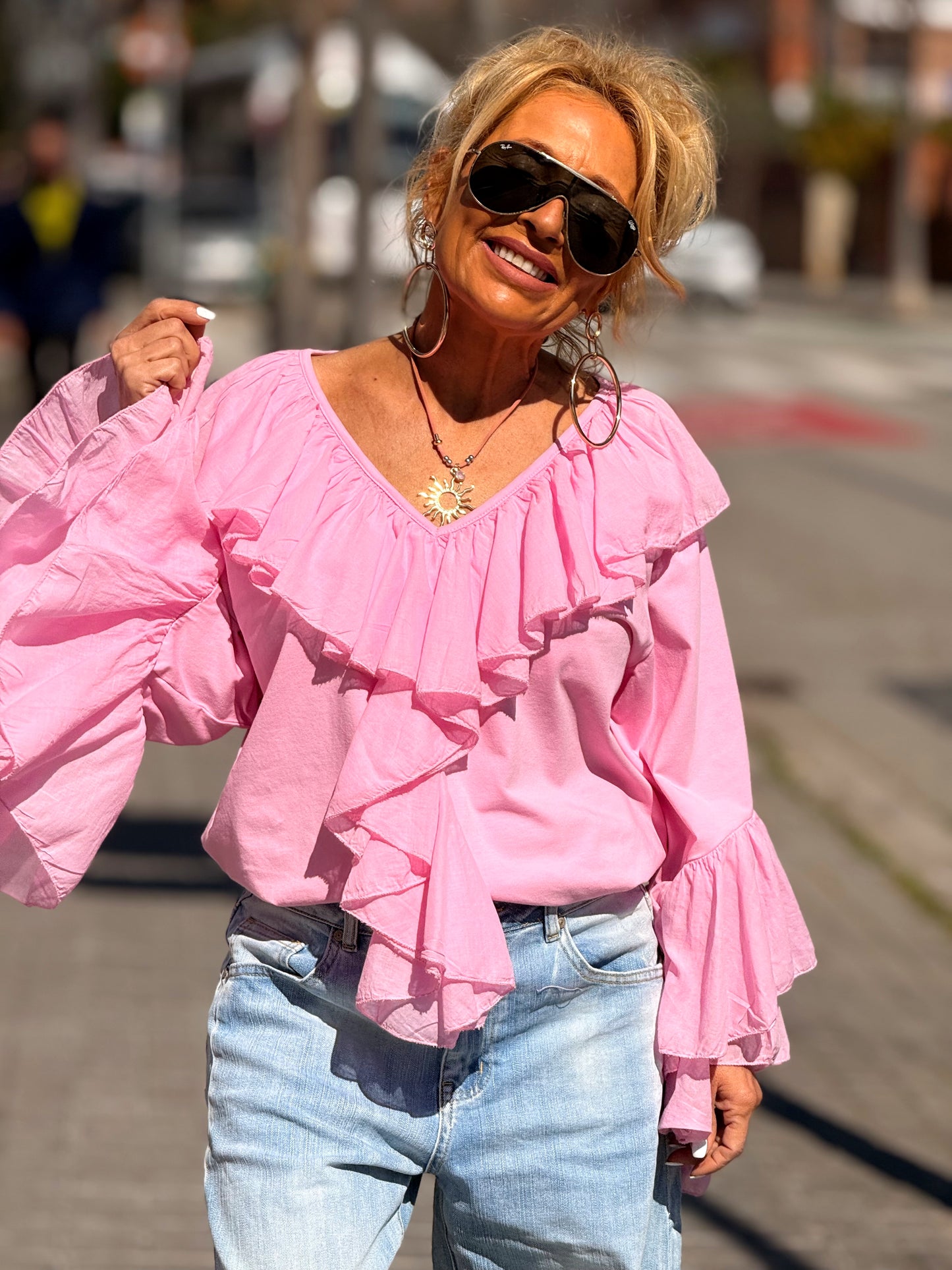 BLUSA VOLANTE MULTICOLOR