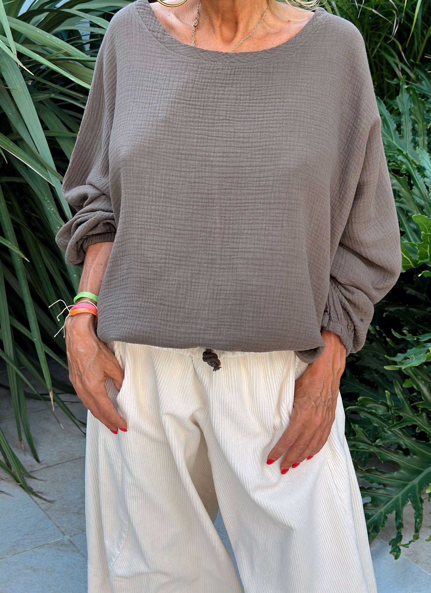 CAMISETA PANAL CON CORDÓN CAMEL