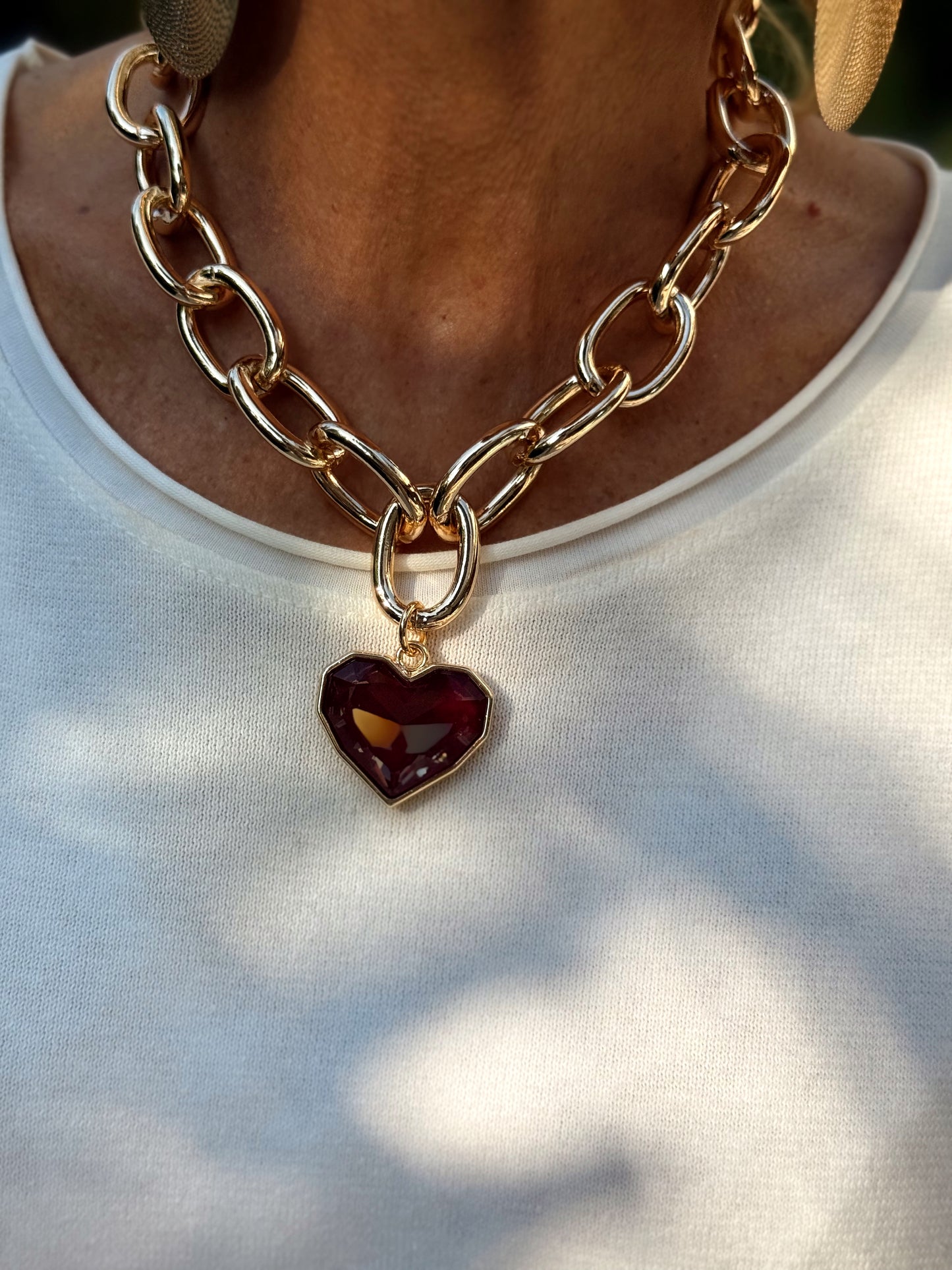 CADENA CON CORAZON MULTICOLOR