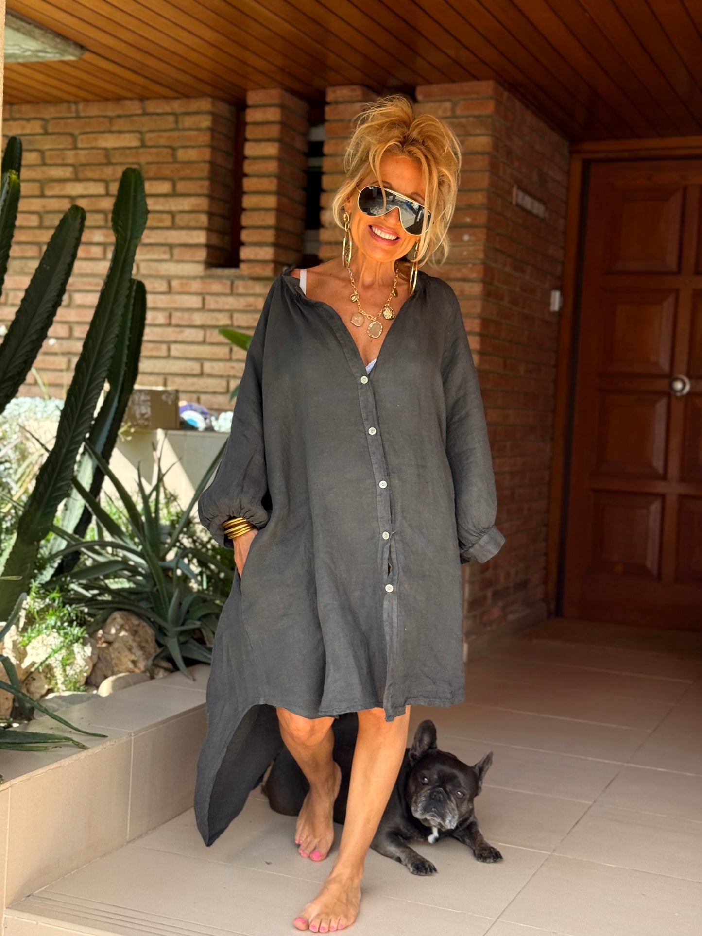 VESTIDO-TÚNICA SUPER OVERSIZE LINO NINA MULTICOLOR
