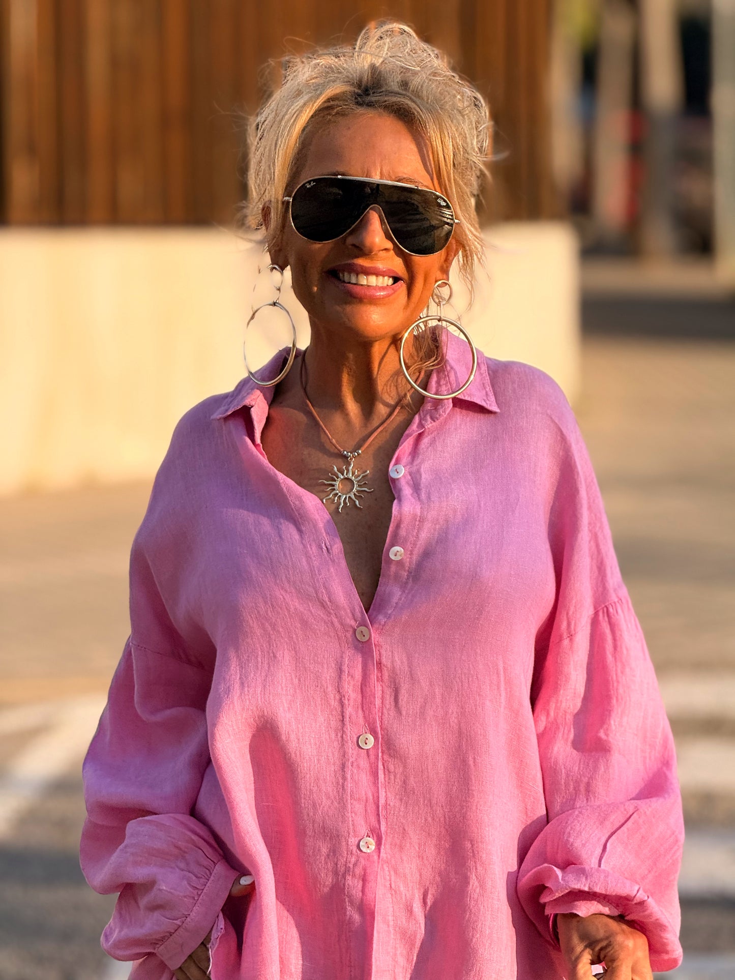 CAMISA OVERSIZE LINO LEA MULTICOLOR