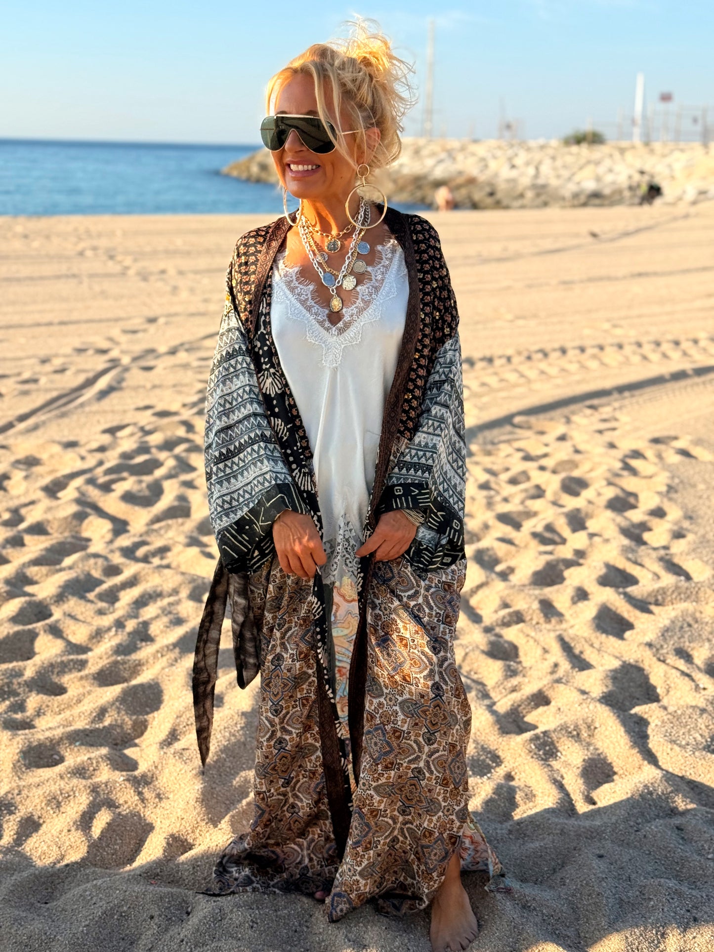 KIMONO ESTAMPADO MANGA 3/4 MULTICOLOR