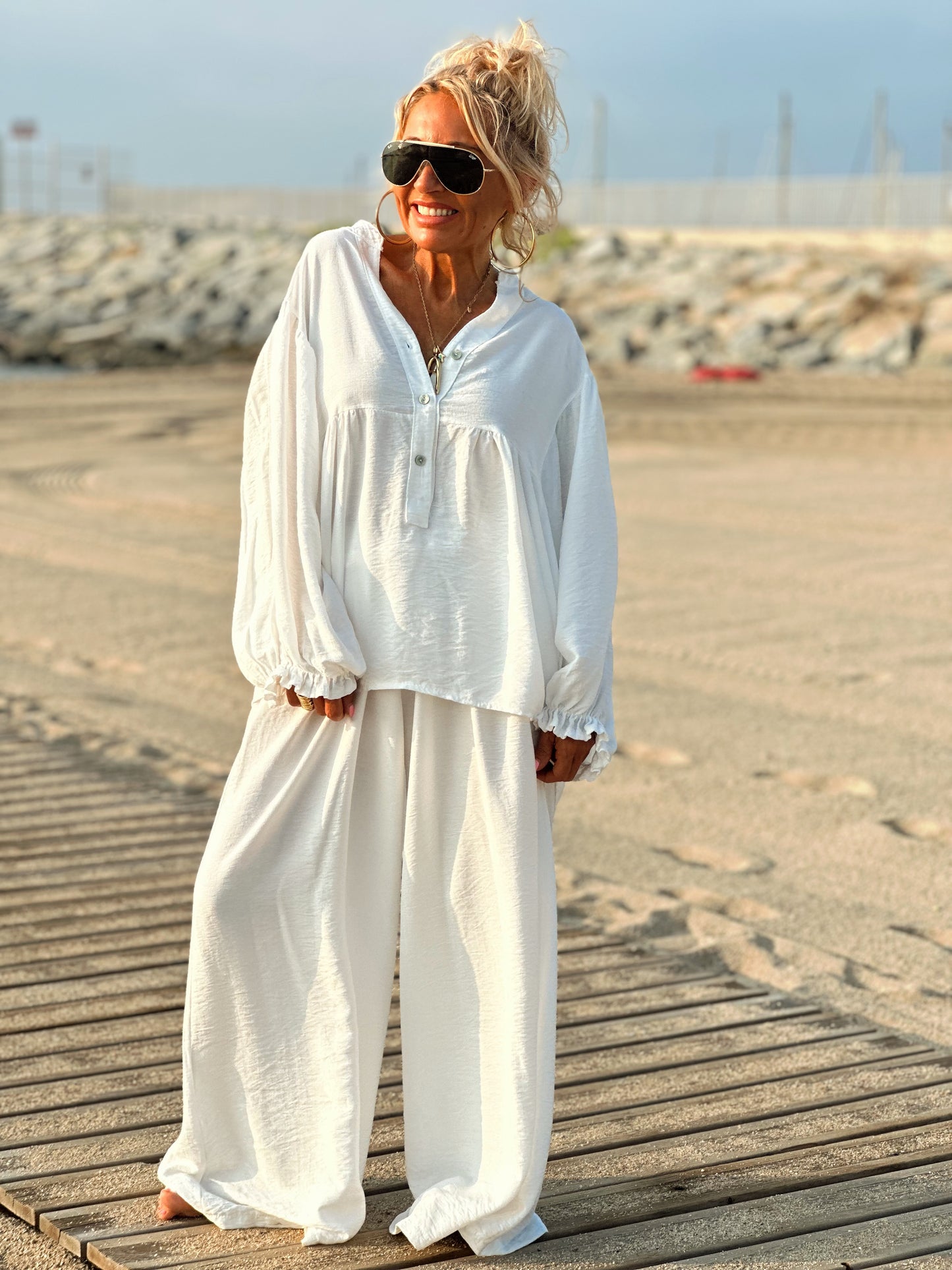 CONJUNTO OVERSIZE PANTALÓN-CAMISA NAËL BLANCO