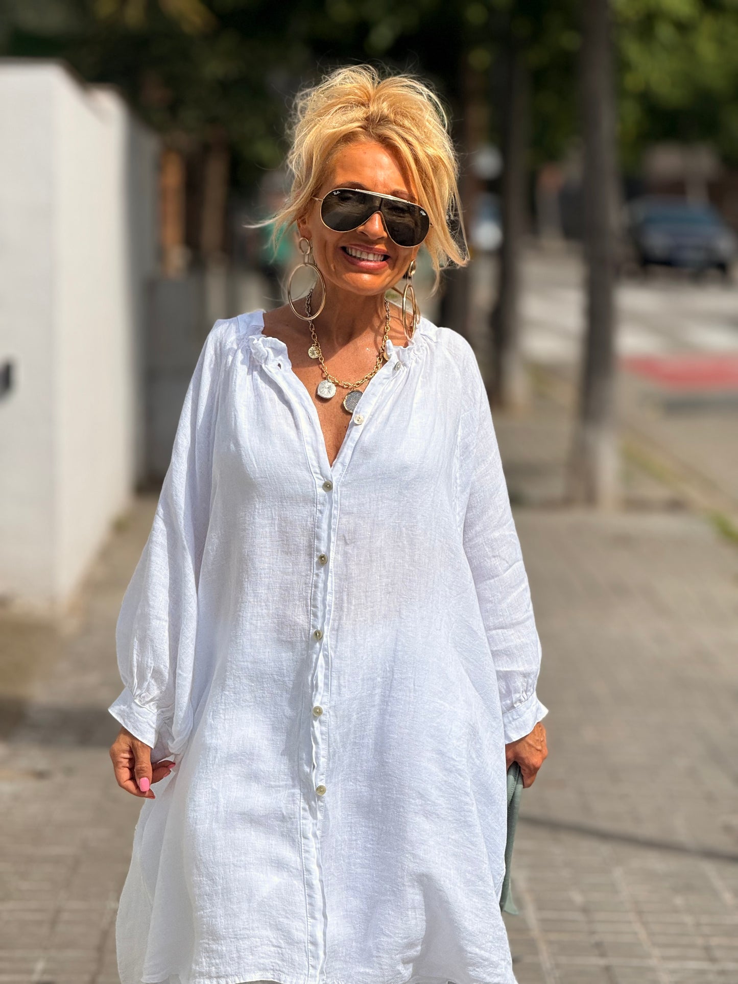 VESTIDO-TÚNICA SUPER OVERSIZE LINO NINA MULTICOLOR