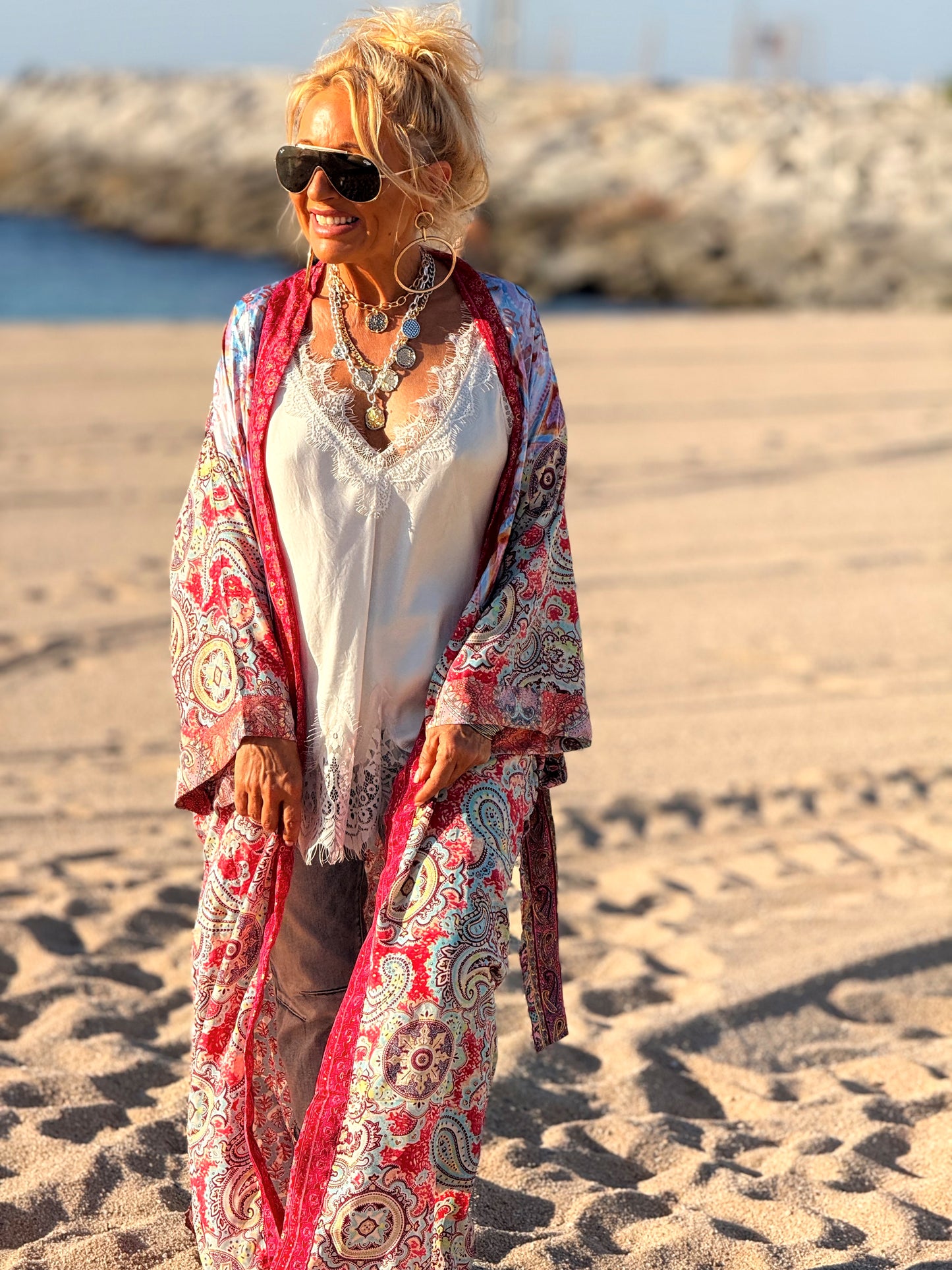 KIMONO ESTAMPADO MANGA 3/4 MULTICOLOR