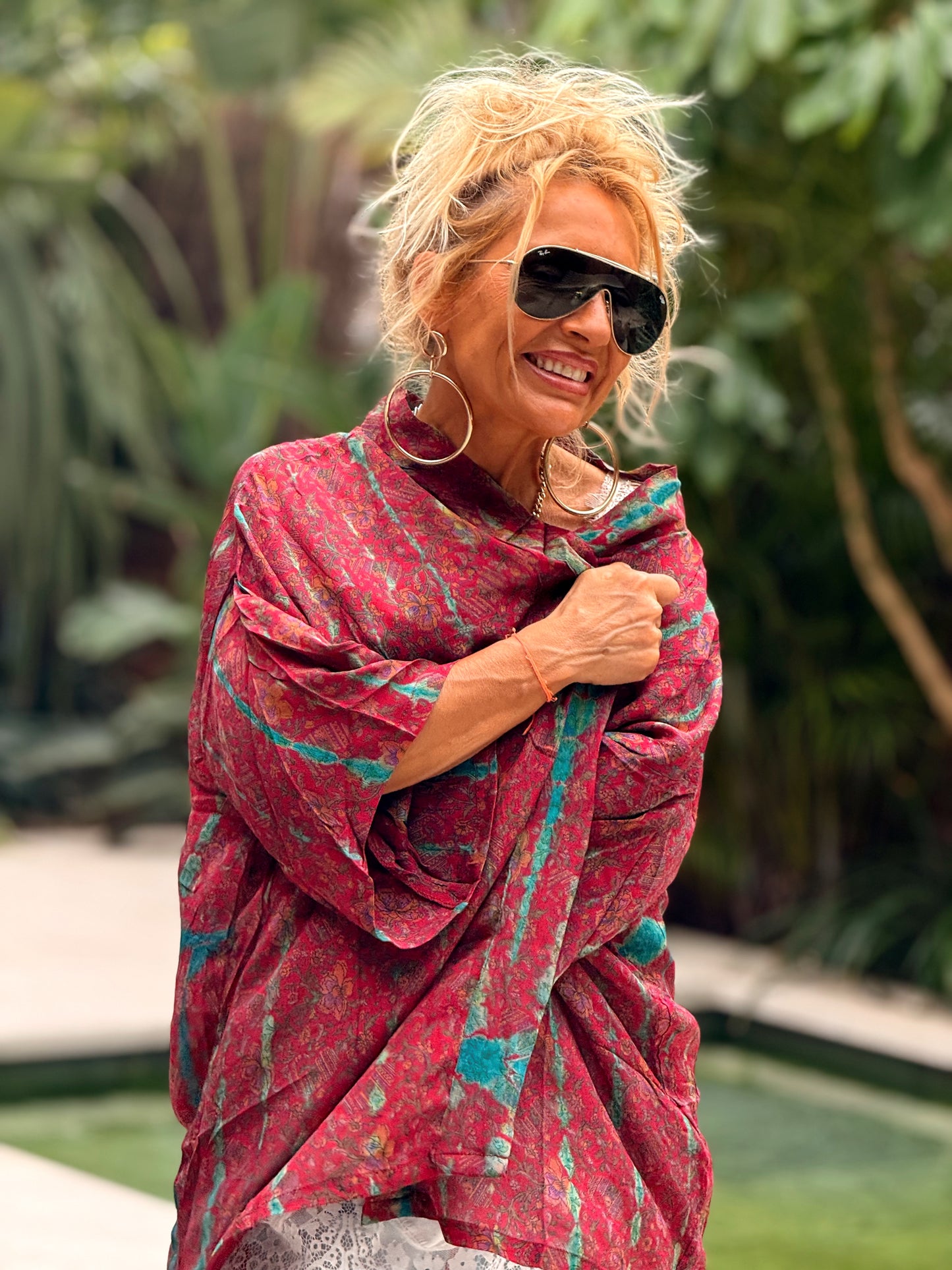 KIMONO CORTO ESTAMPADO CREPE DE SEDA MULTICOLOR