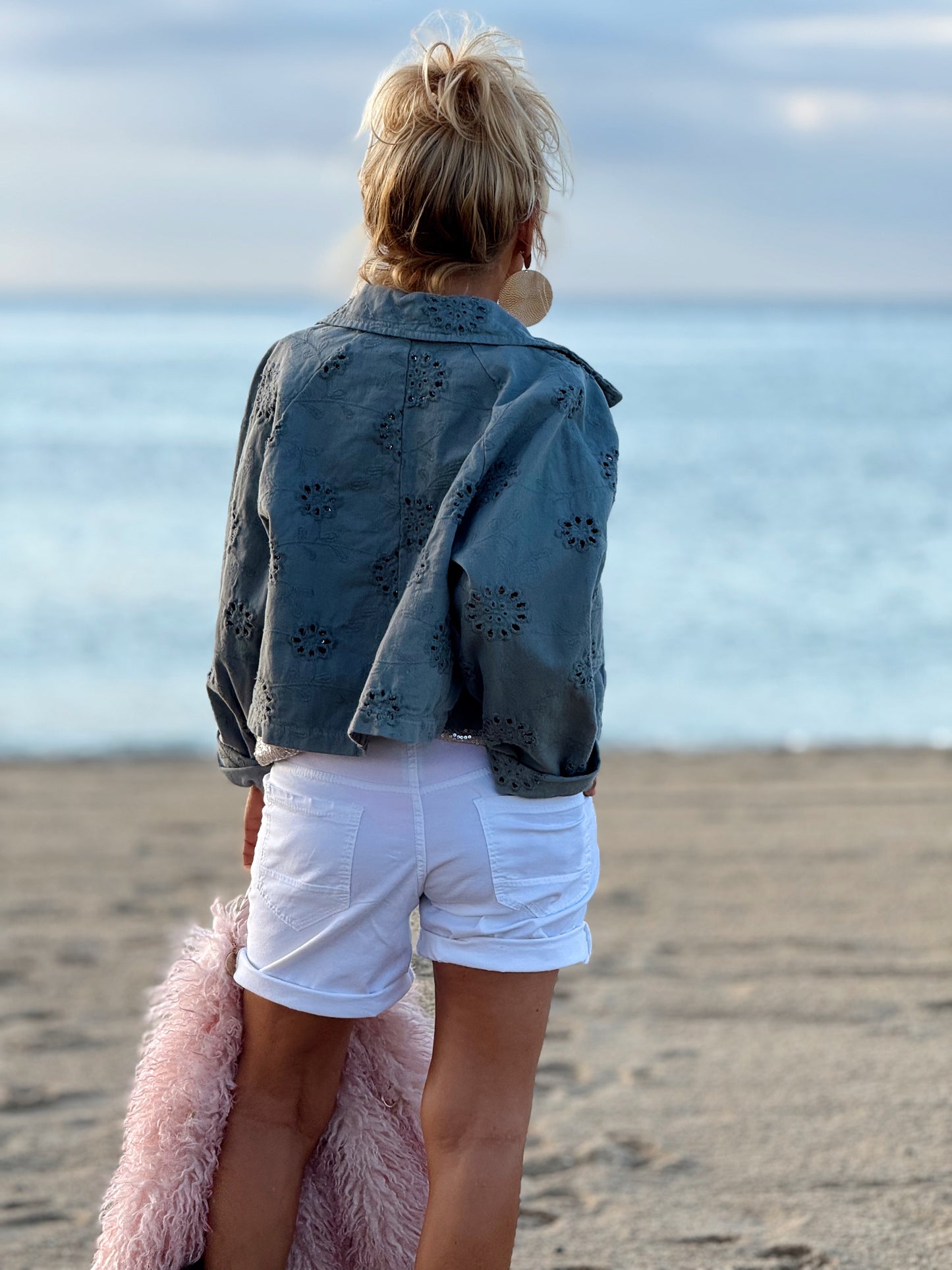 CAZADORA CORTA CROCHET KAKI