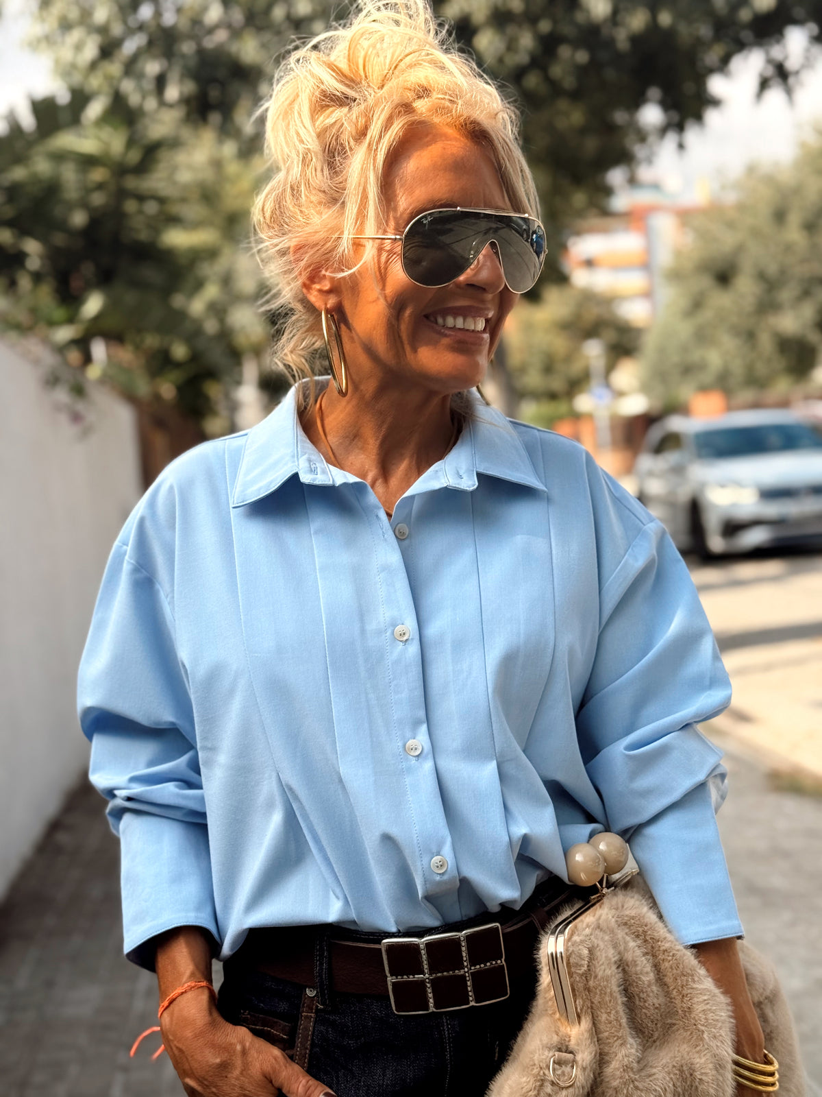 CAMISA CON PLIEGUES FILIPA MULTICOLOR