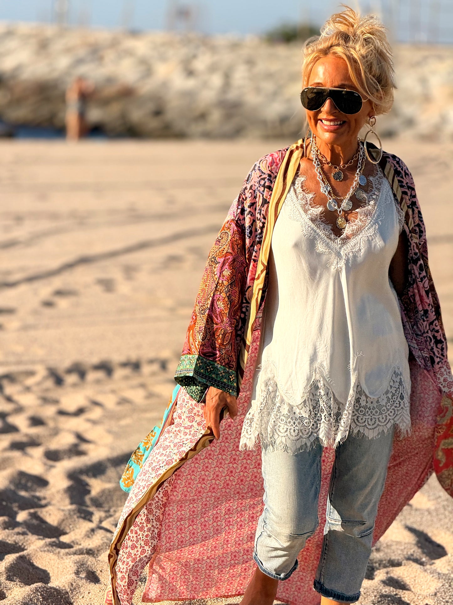 KIMONO ESTAMPADO MANGA 3/4 MULTICOLOR