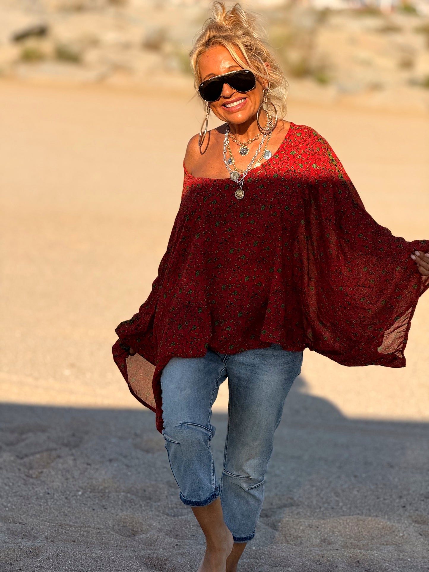 BLUSA-CAPA ESTAMPADO CREPE DE SEDA INDY MULTICOLOR